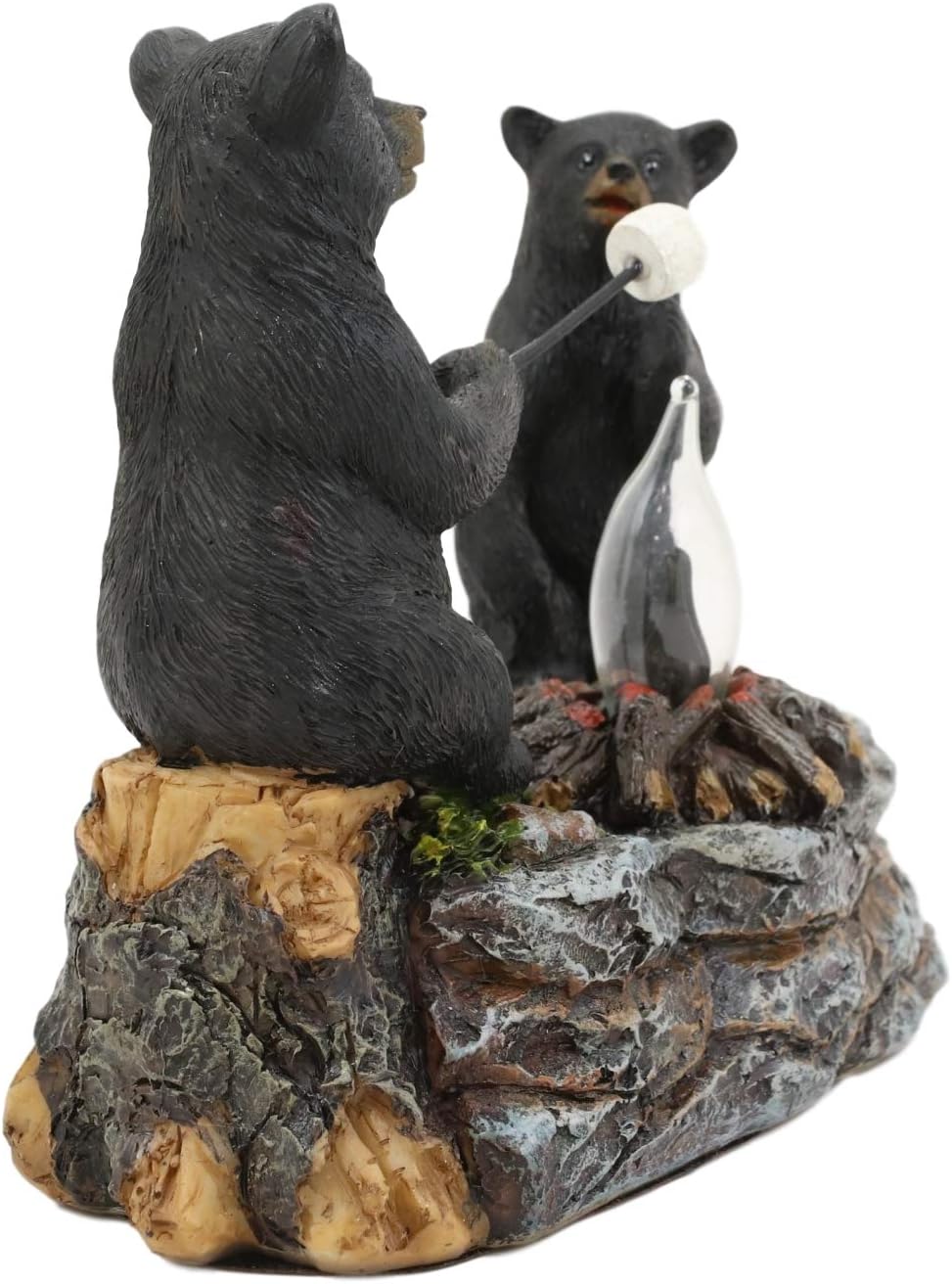 Ebros Whimsical Rustic Forest Black Bears Father and Son Making Marshmallow Smores by Bonfire Campfire Night Light Small Statue Woodland Cabin Lodge Decor Bear Figurine As Decorative Home Accent