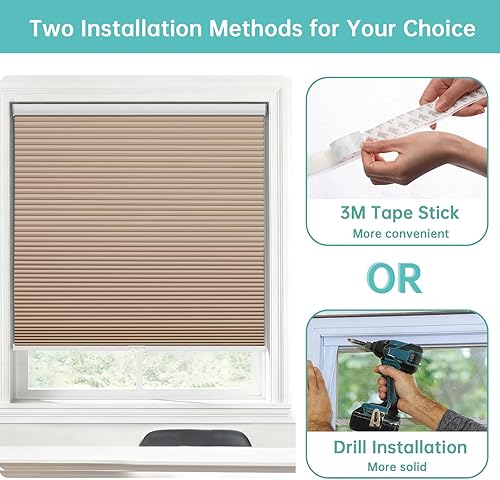 Miniatura 7 de Changshade Persianas Opacas, Persianas Celulares Sin Cordón, Persianas Opacas de Panal, Persianas Oscurecedoras de Habitación, Persianas de Ventana