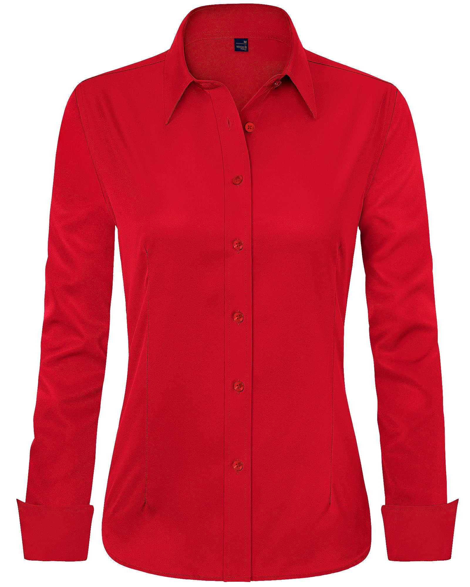 J.VER Womens Dress Shirts Long Sleeve Button Down Shirt Wrinkle-Free Business Casual Blouse Office Work Tops