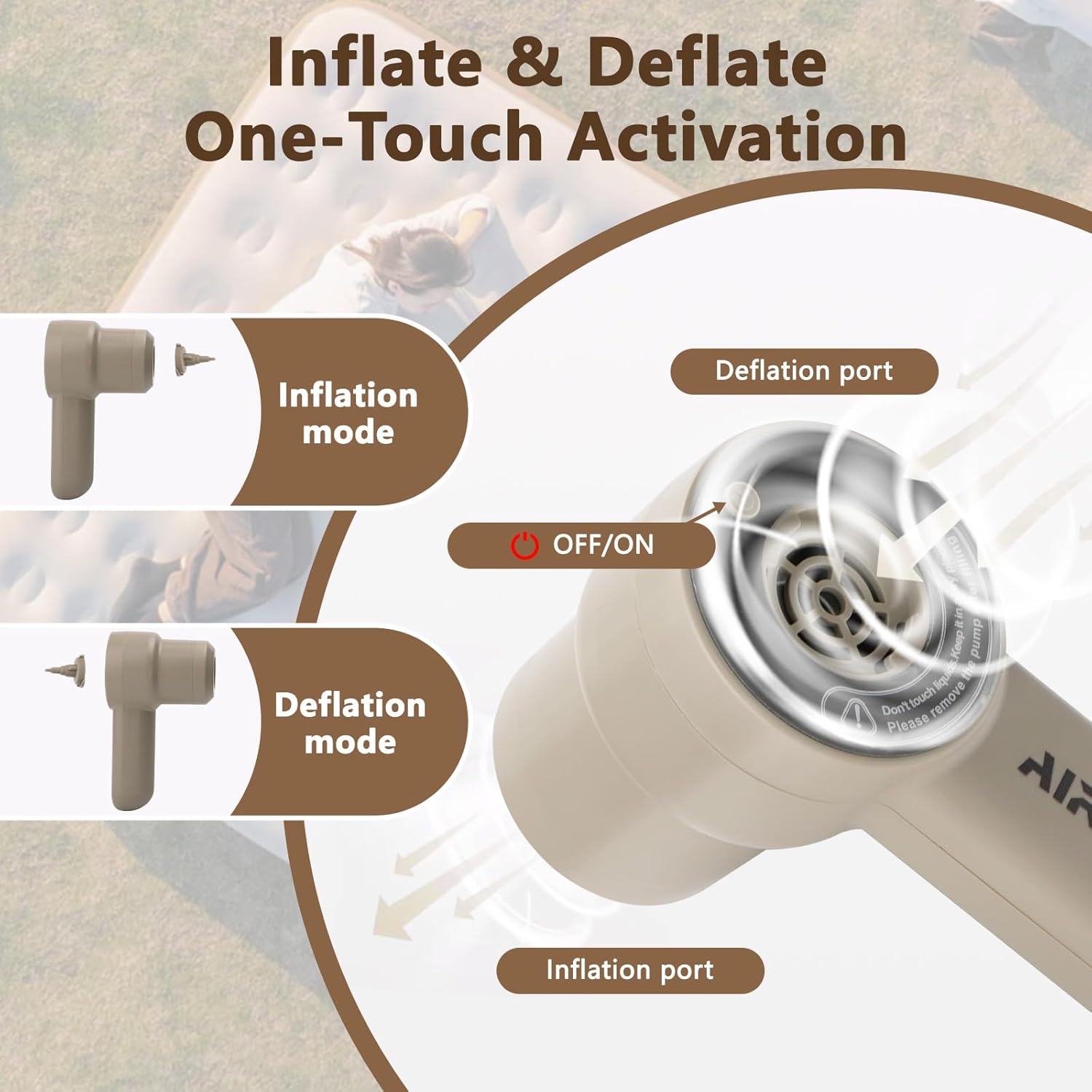 Max Air Pump for Inflatables, Ultra-Fast 600L/min Air Mattress Pump, 13.79Kpa Electric Pump, 2500mAh Portable Inflator for Large Inflatables, Air Mattress, Boats, Pools, Vacuum Storage Bags - Image 4