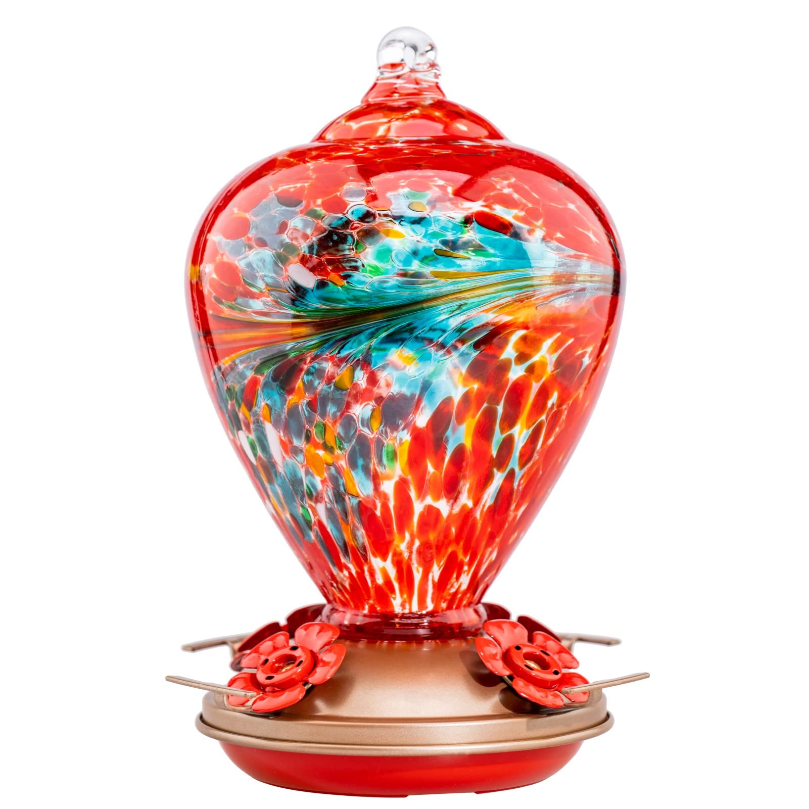 Muse Garden Hummingbird Feeders for Outdoors Hanging, Blown Glass Hummingbird Feeder, Hummingbird Gifts for Mom, Garden Decor for Outside, Unique Gifts Idea for Women, 34OZ,Phoenix Flying