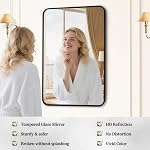2 Pcs 24 x 36 Inch Black Metal Framed Bathroom Mirror for Wall, Rounded Corner Rectangular Wall Mounted Bathroom Vanity Mirror,Anti-Rust, Hangs Horizontally or Vertically (2, Black, 24"*36")