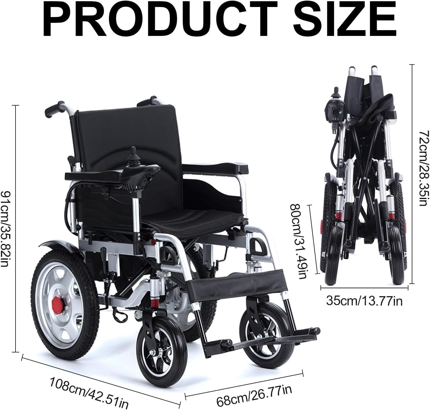 Sedia a rotelle motorizzata per adulti, sedia a rotelle elettrica leggera e pieghevole per anziani, sedia a rotelle motorizzata doppia portatile, Silla de Ruedas Electrica -12 mi Cruise Range-Travel S