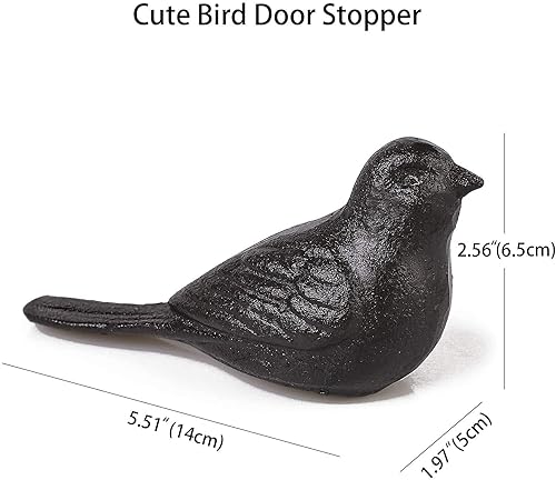 Miniatura 2 de Tope de puerta decorativo para el suelo, topes de puerta de hierro fundido antiguo, lindo tapón de puerta de pájaro de cuña resistente para mantener