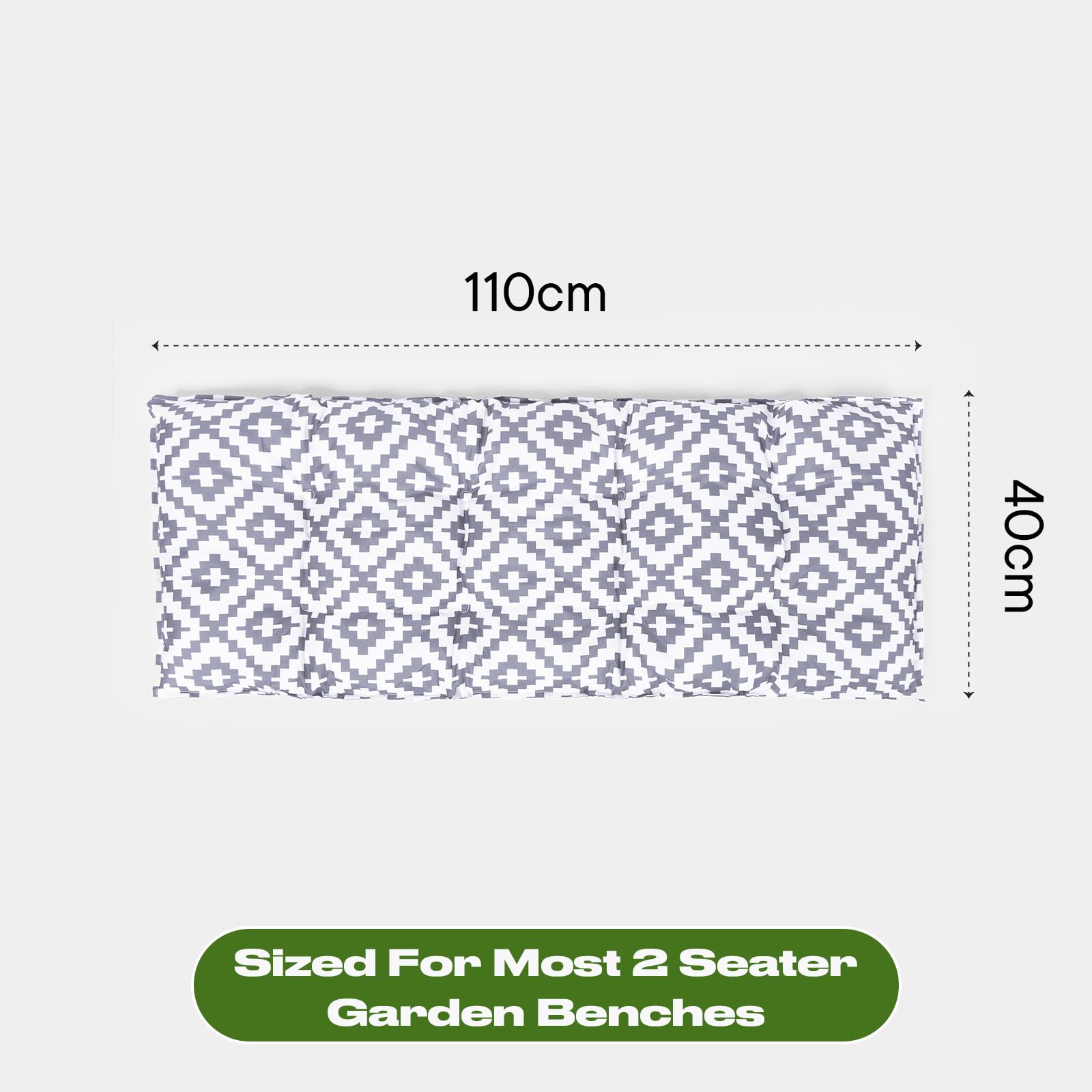 OHS Bench Cushion Grey Geometric, 2 Seater Garden Bench Cushion Seat Pad for Patio Kitchen Garden Furniture Cushions Soft Waterproof Comfy Dining Bench Indoor Outdoor Cushions — view 6
