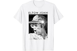 Elton John's Baseball Costume Black & White Photo Sequin Cap T-Shirt