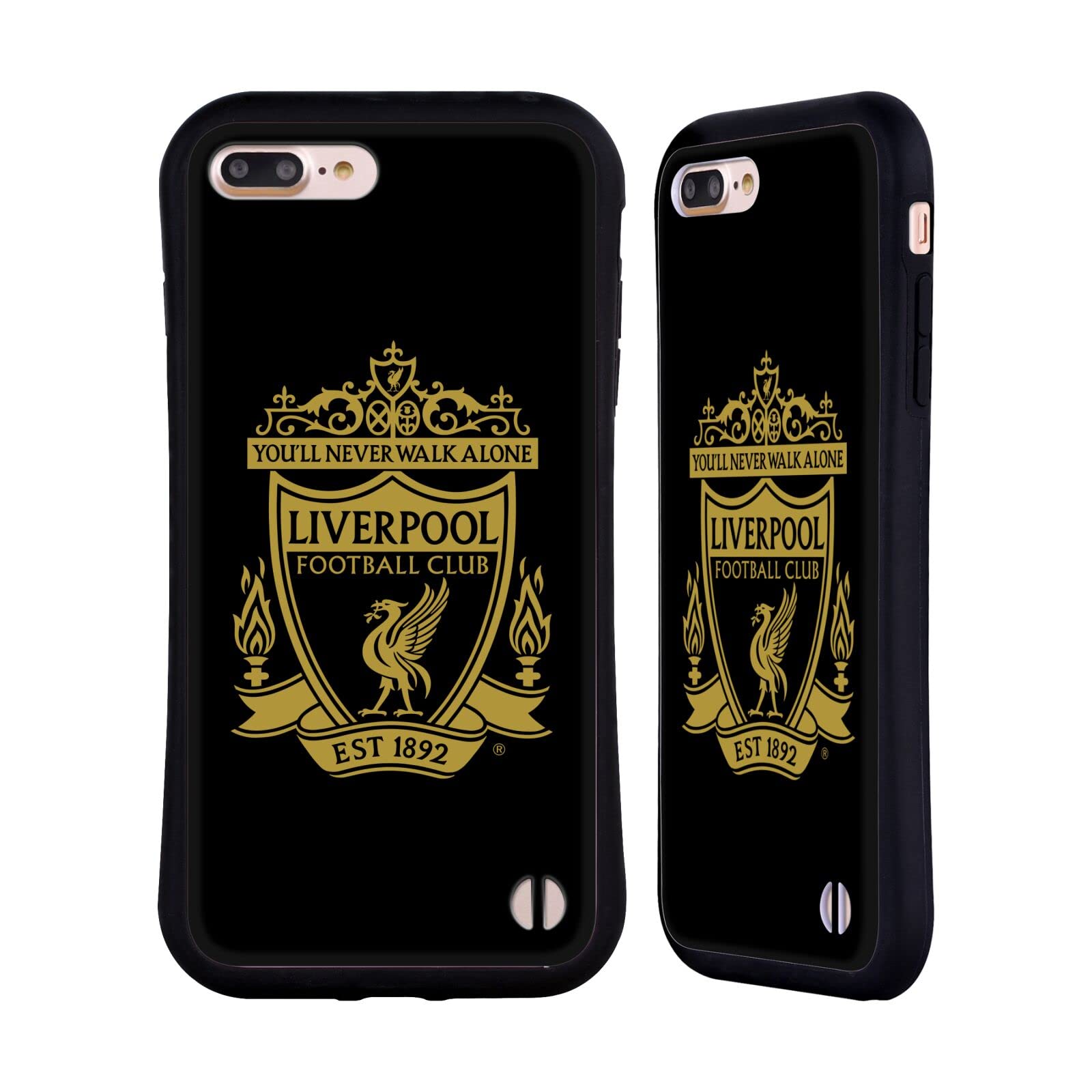 Head Case Designs Officially Licensed Liverpool Football Club Black Crest  Hybrid Case Compatible With Apple iPhone Plus/iPhone Plus