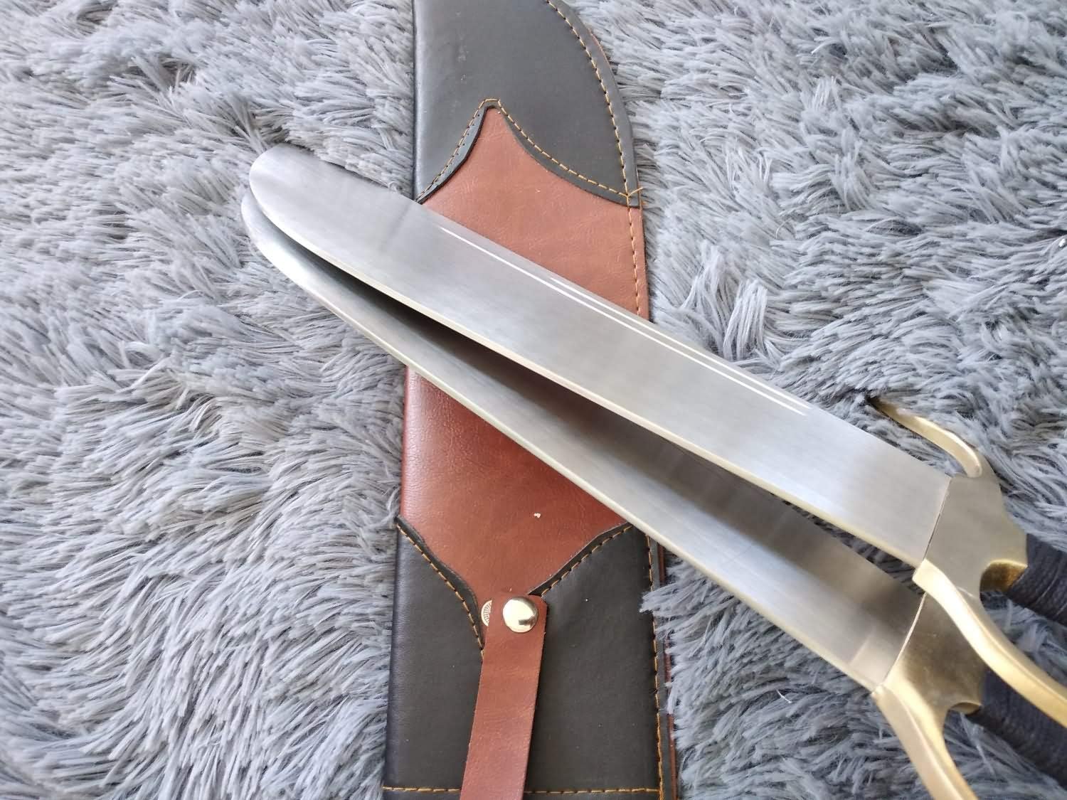 Lin Sword,Wing Chun Eight Cut Knife,Stainless Steel Blade,Leather,Brass