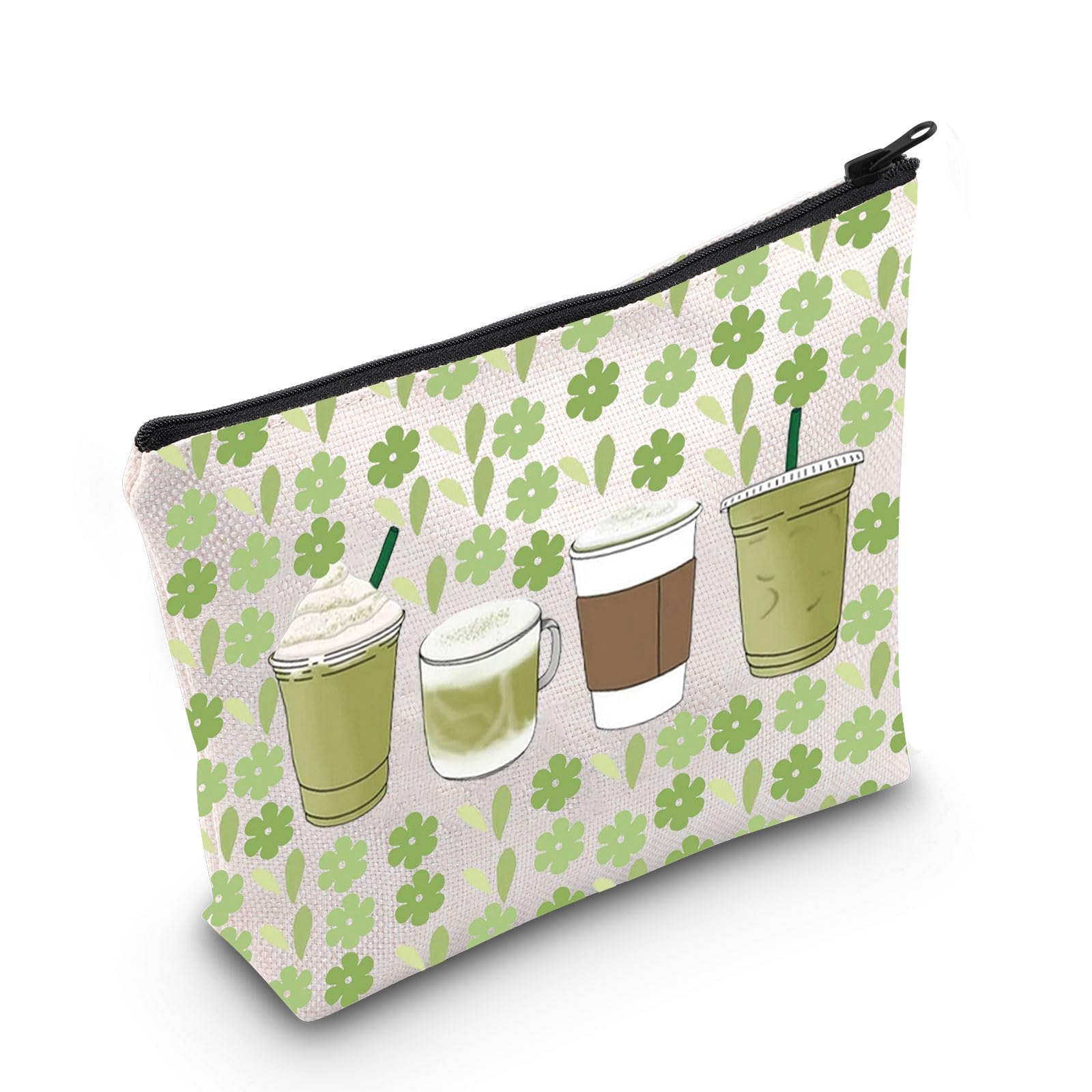 G2TUP Matcha Makeup Bag Matcha Latte Lover Gift Matcha Green Tea Gifts Matcha Drink Lover Zipper Pouch (Green Matcha)