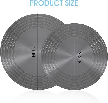 Set of 2 Heat Diffuser for Gas Stove, 9.5'' & 11'' Gas Stove Diffuser Plate, Stove Heat Diffuser Provides Uniform Distribution of Heat, Round Fast Defrosting Tray, Protects Pot Cookware Accessories