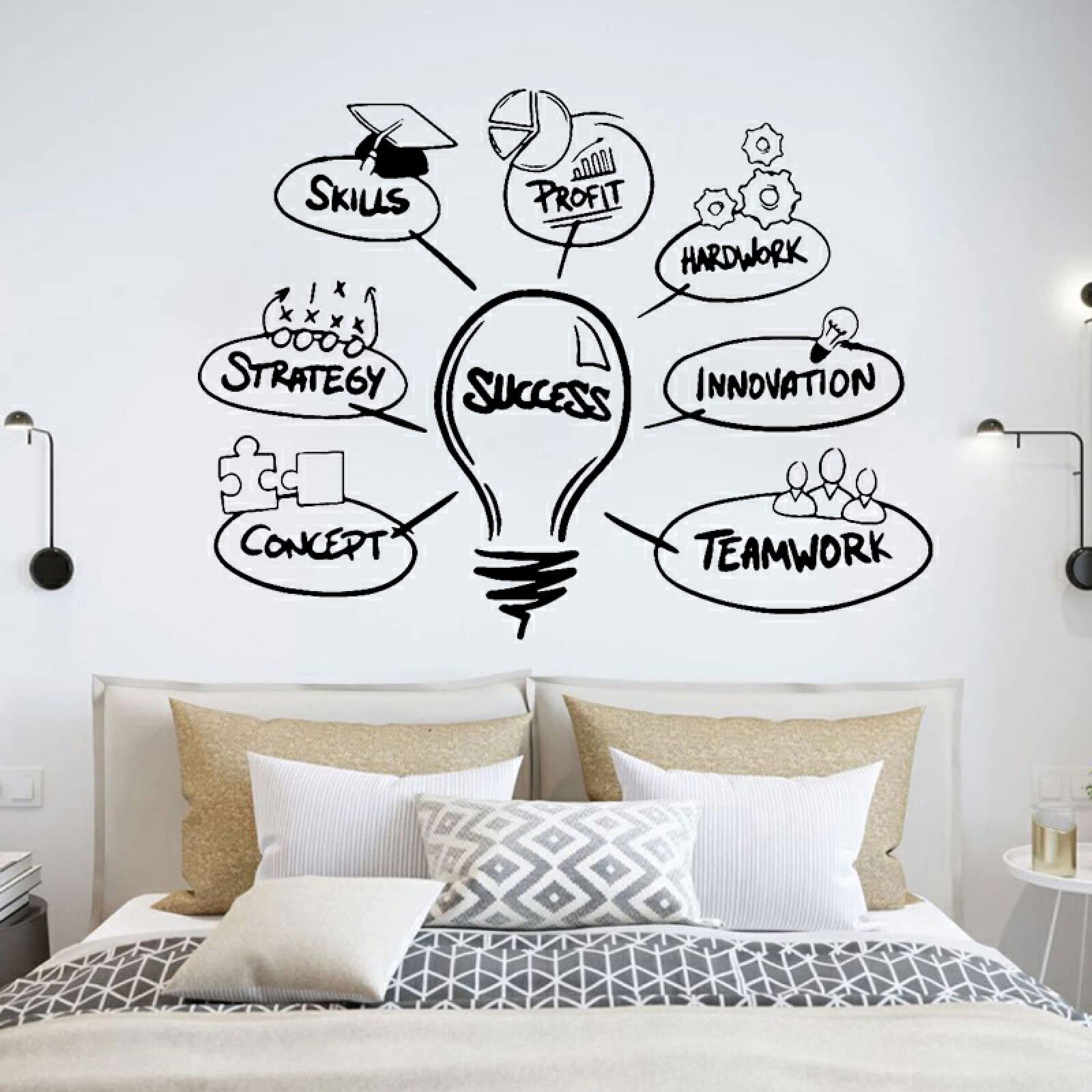 Motivational Wall Sticker Office Quotes Phrase Vinyl Decal Success Art Mural Teamwork Wallpaper Bedroom Decoration Poster-57x79cm