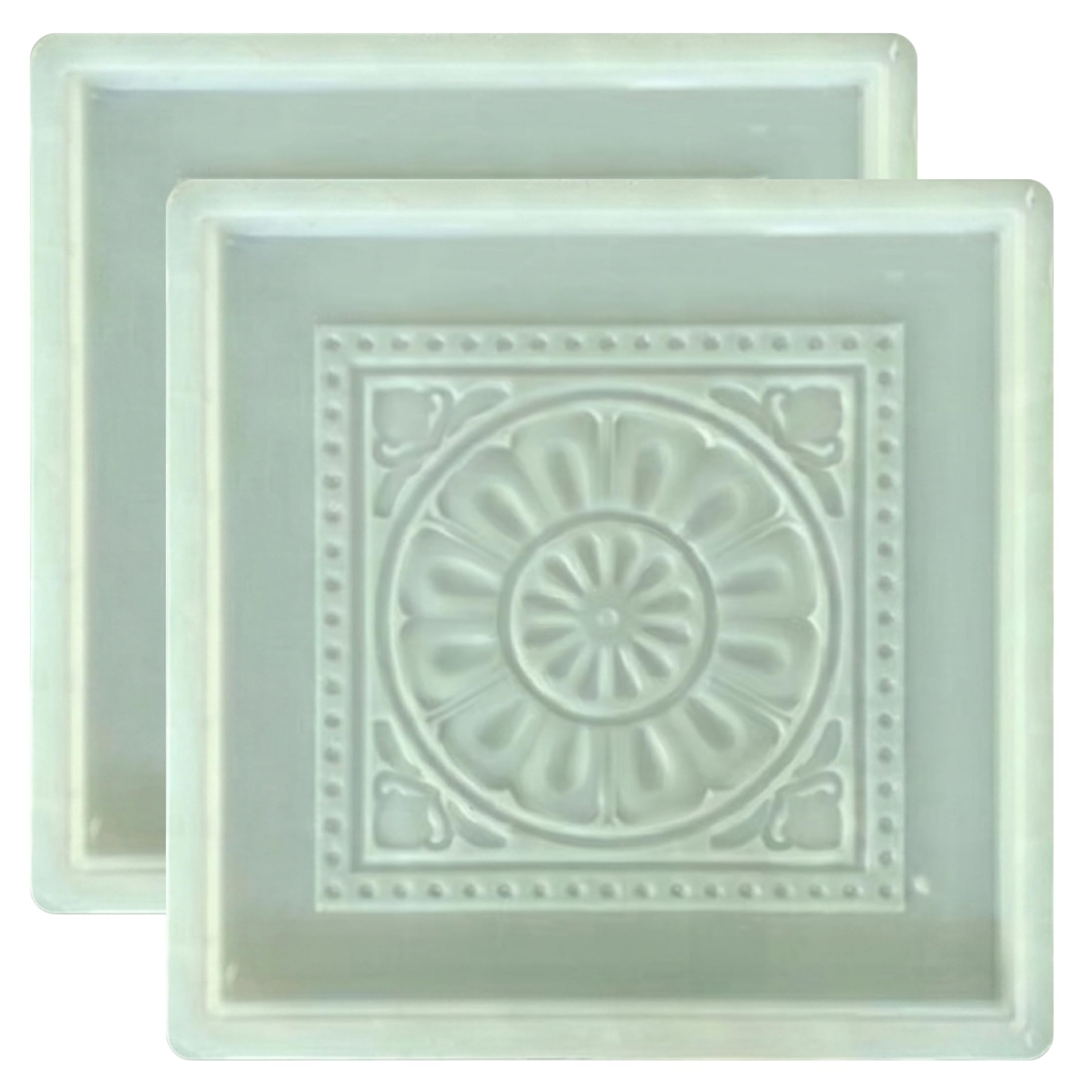 Stampi per cemento, stampi per finitrici in calcestruzzo da 2 confezioni, plastica riutilizzabile addensata con motivo floreale squisito, bianco per fai da te 16x16 pollici