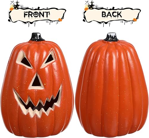 Miniatura 6 de Garneck Linterna LED de calabaza, calabaza de Halloween, linterna Jack-O-Lantern, luz de calavera de calabaza, decoración de Halloween para