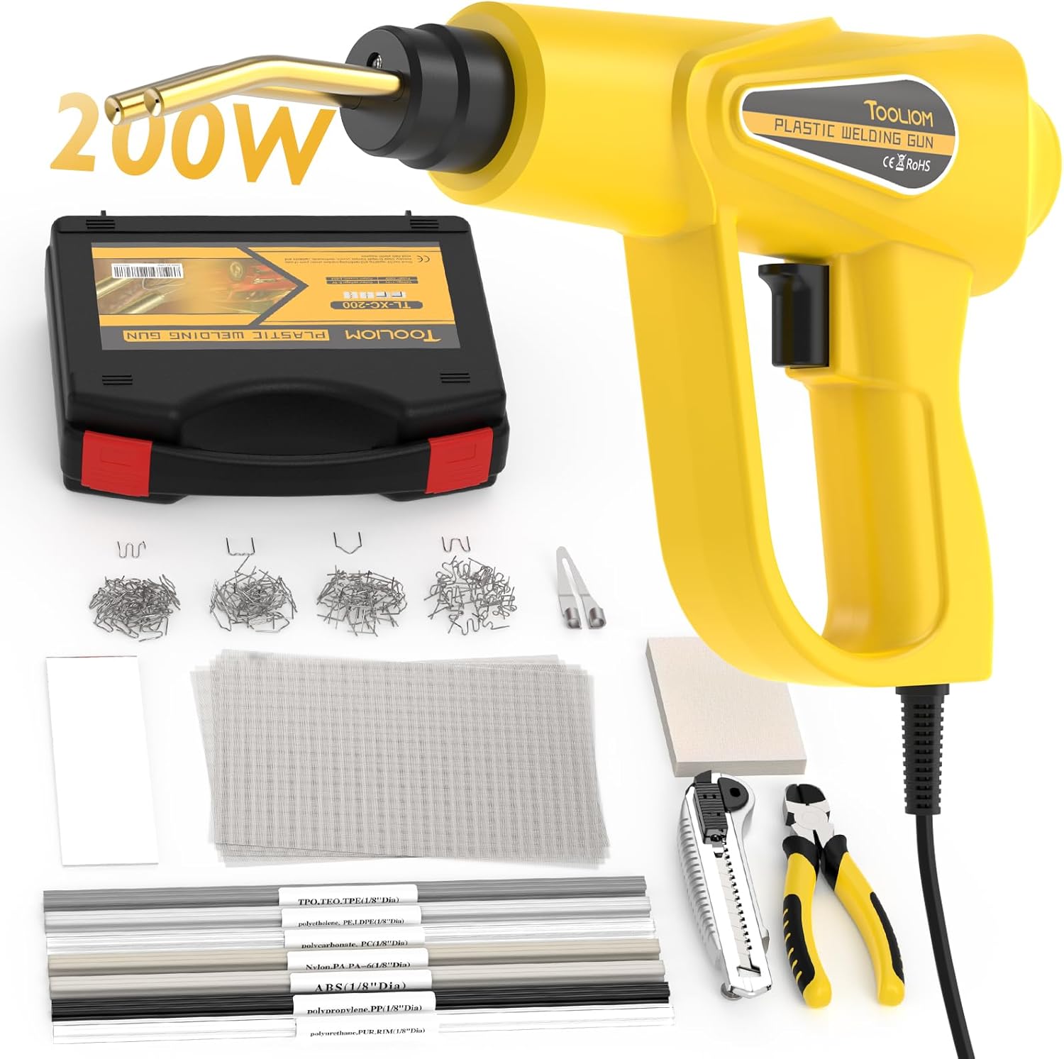 Portable plastic welder 200W 110V with welding gun and staples