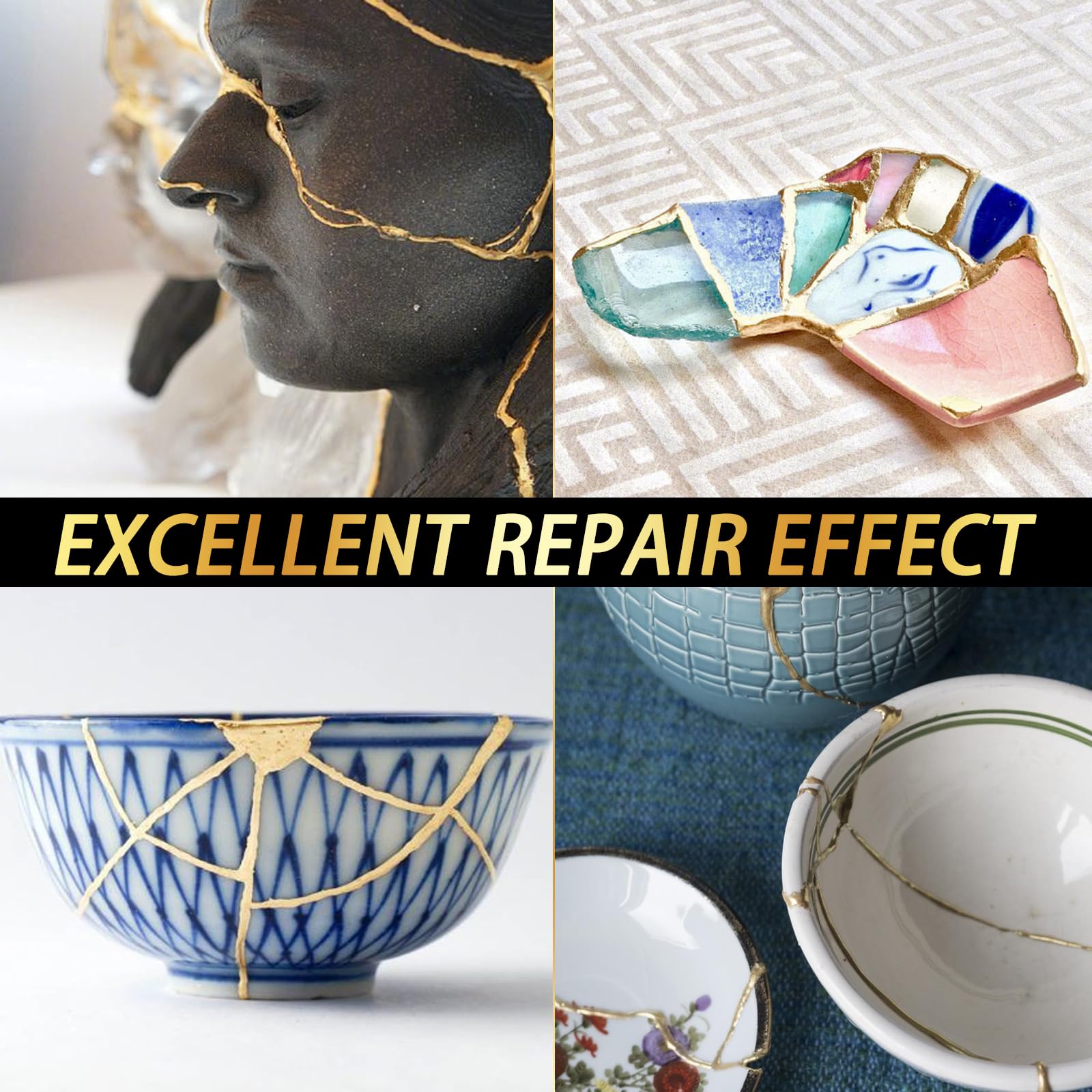Kintsugi Repair Kit - Gold Pottery Glue for Beginners -7