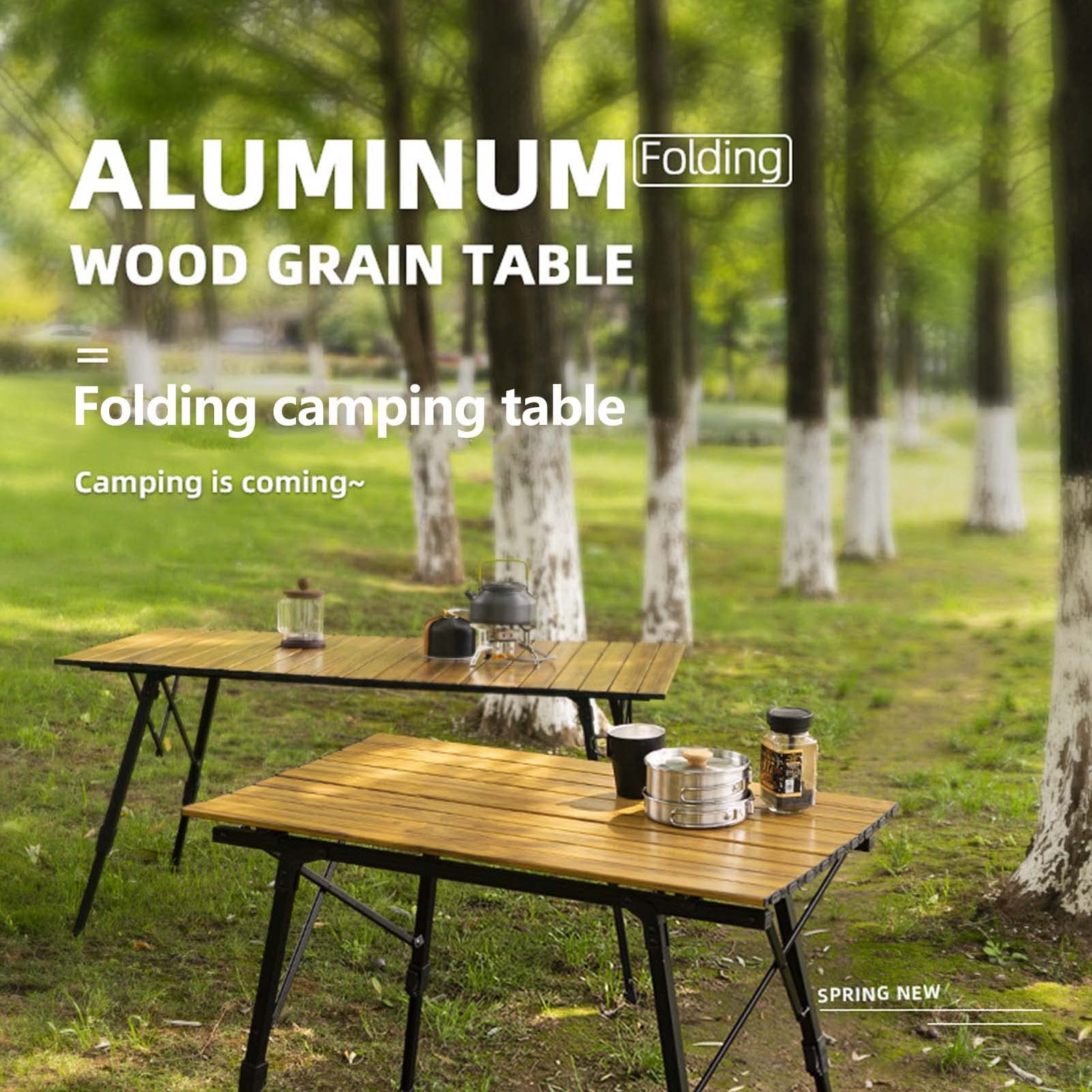 Verstellbarer, faltbarer Campingtisch, hochwertig, tragbar, stabiler Aluminium-Tisch, einfache Montage, Outdoor-Essen, ideal für Wandern, Garten, Kochen, Reisen