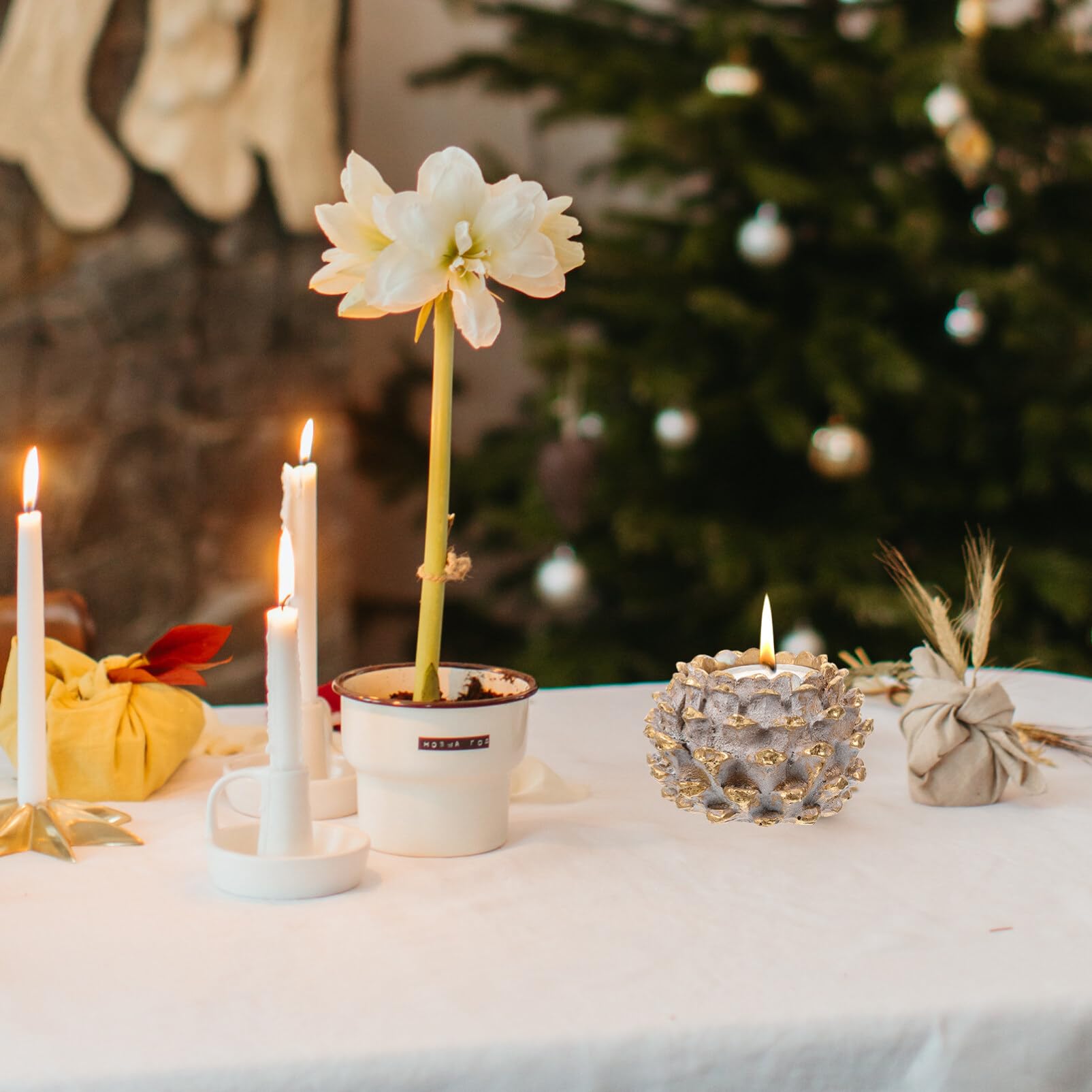 Bougeoir Vintage En Résine En Forme De Pomme De Pin Pour Décoration De