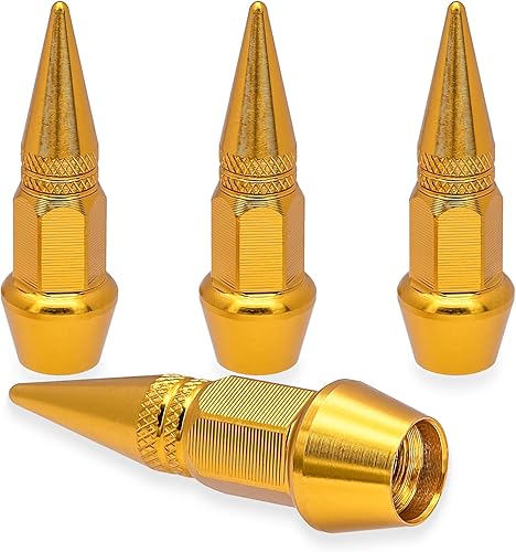 MEAJOO 4 tapas de vástago de válvula de neumático estilo pinchado, cubiertas universales de aleación de aluminio a prueba de polvo para automóviles,