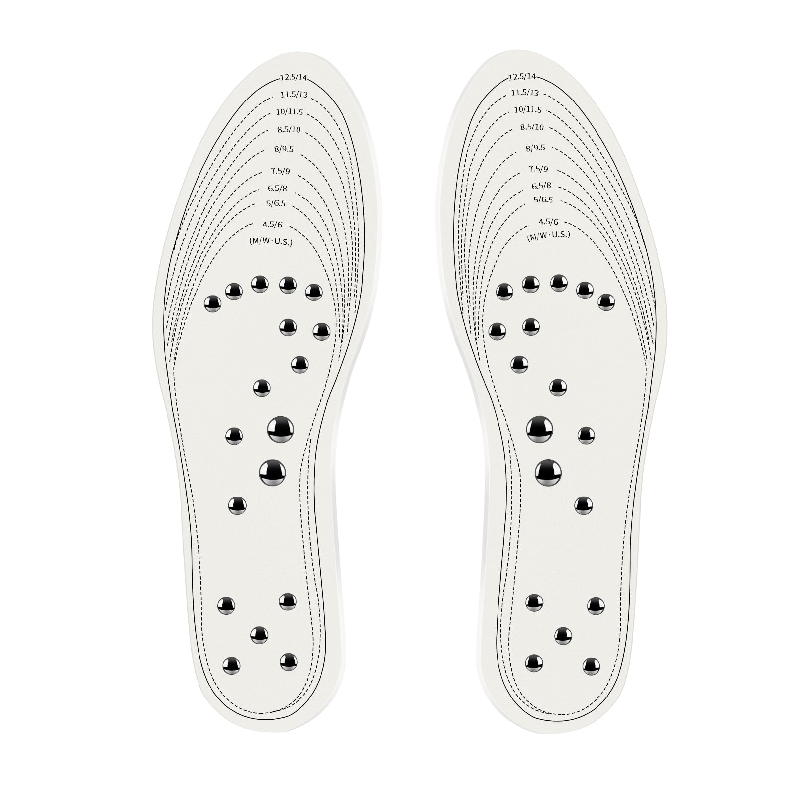 Foot Massage Magnetic Acupressure Insoles - 18 Magnets Shoe Inserts Plantar Fasciitis Pain Relief Insoles Massage Therapy Insoles Freely Cut to Size for Women and Men (Memory Foam Size 4.5-14)