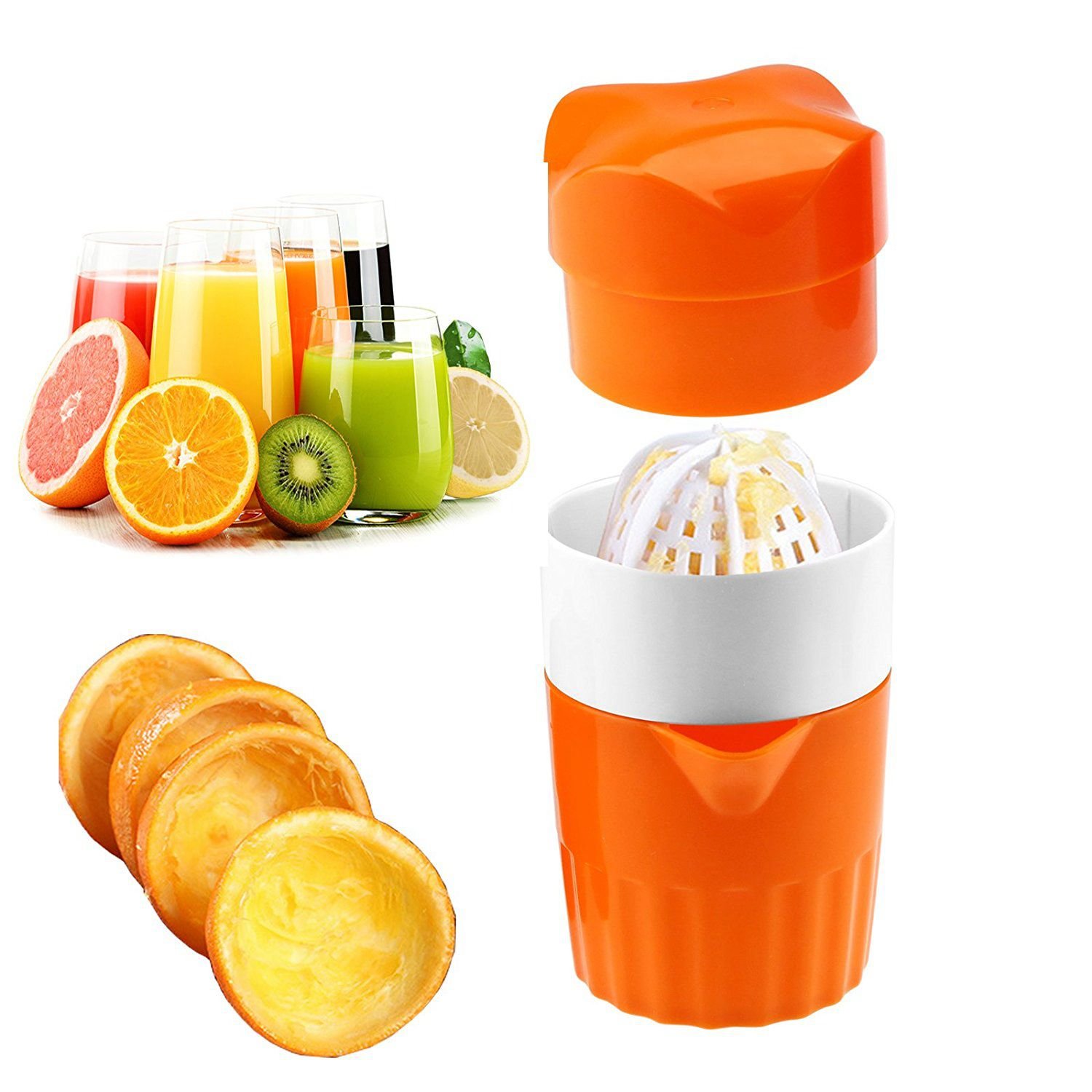 Spremiagrumi Manuale Mitautau 590ml Con Alesatore A 6 Denti - Per Arance, Pompelmi E Limoni - Senza BPA, Rosa Pesca