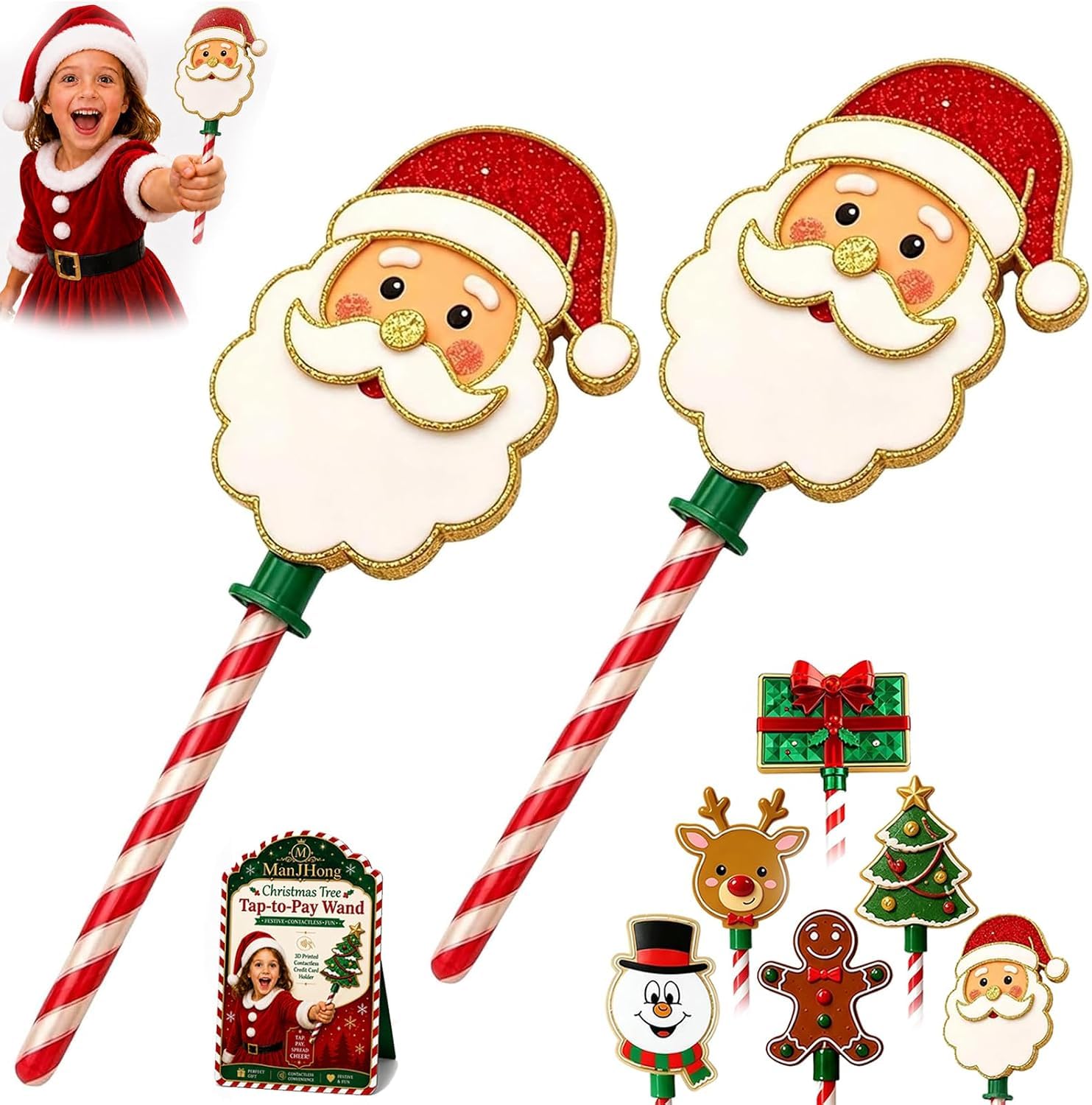 DualBlades Christmas Tree Credit Card Wand Tap to Pay Magic Wand Credit Card Holder (2PCS-C)
