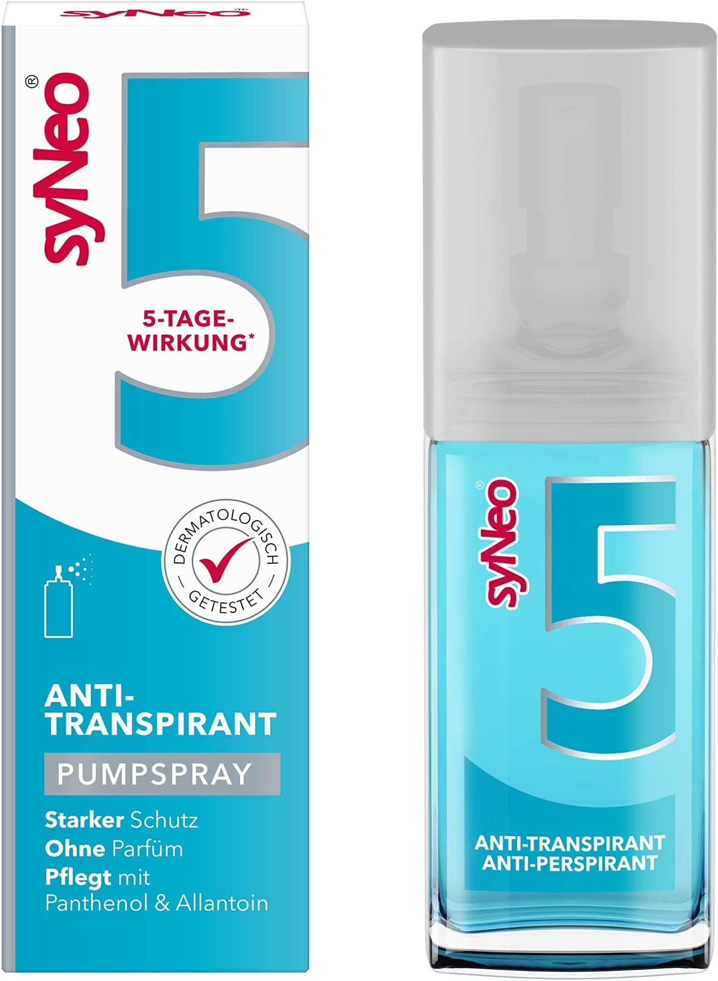 syNeo 5 antiperspirant pump spray, anti-sweat deodorant for men and women to prevent heavy sweating, antiperspirant spray, pack of 1 (1 x 30 ml)