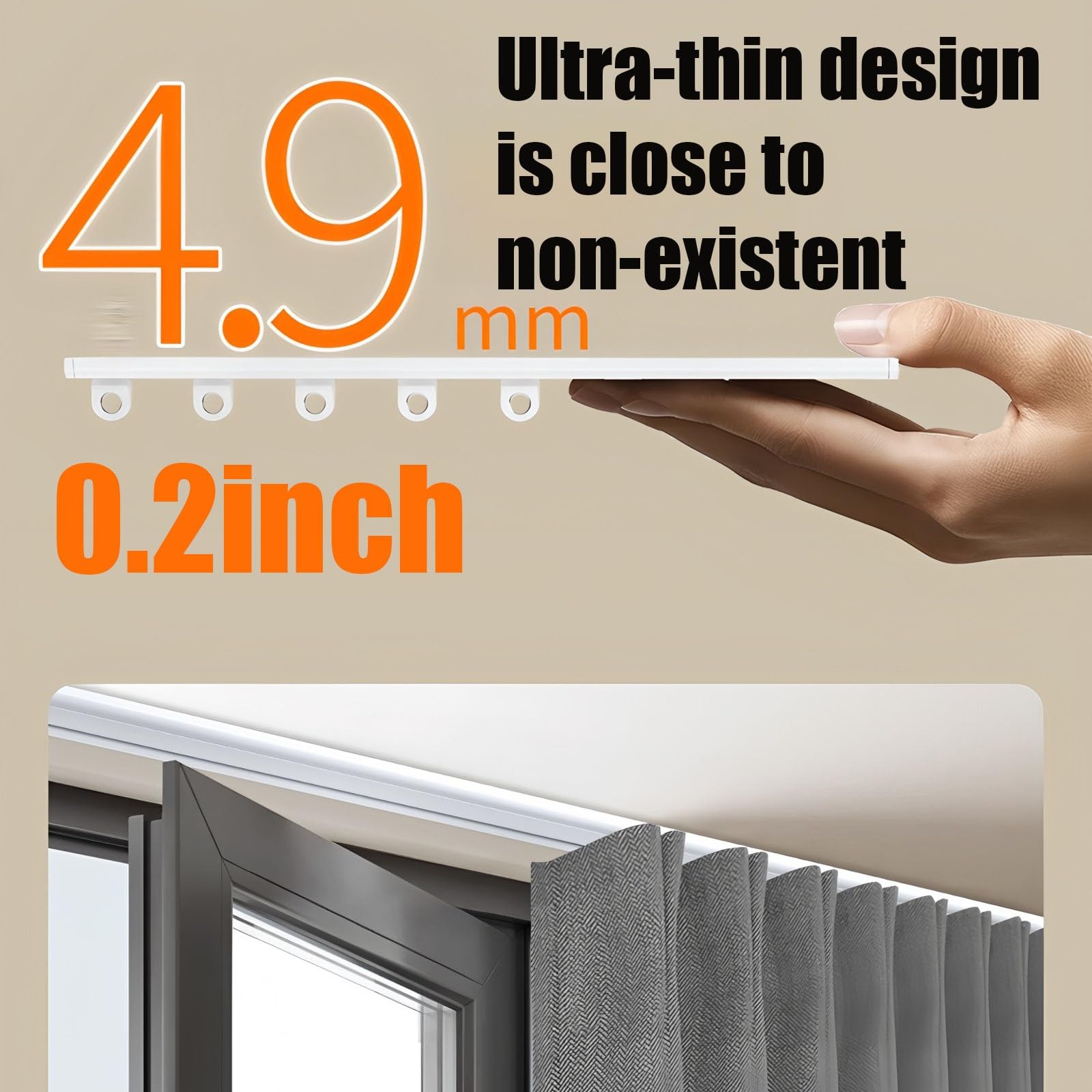 Wysuwany pręt 1-torowy aluminiowy system szyn o grubości 4,9 mm ciche rolki i obręcz w zestawie idealny do sypialni i salonu 300 cm