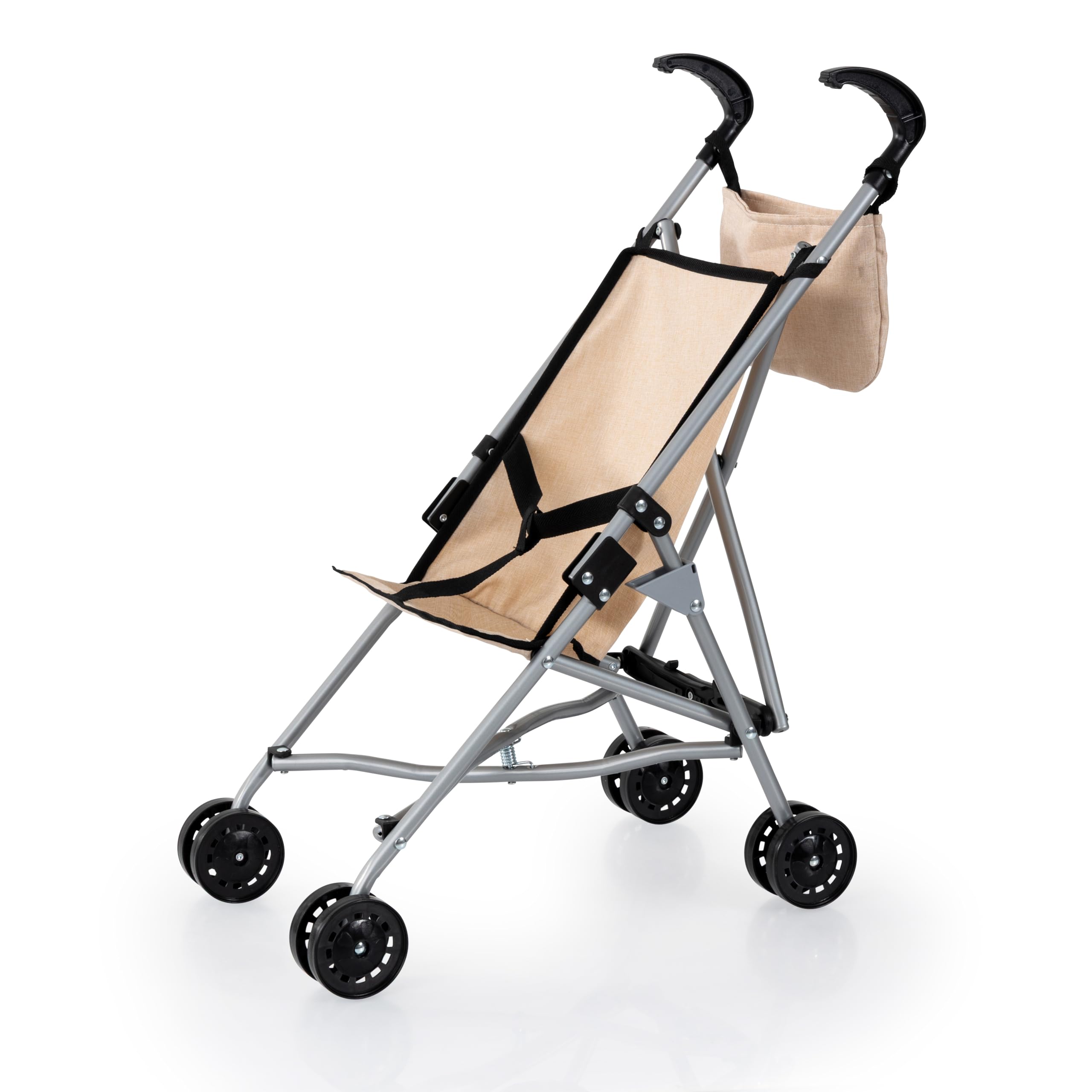 Bayer Design 30575AB Doll umbrella stroller with bag, integrated safety belt, double wheels, foldable
