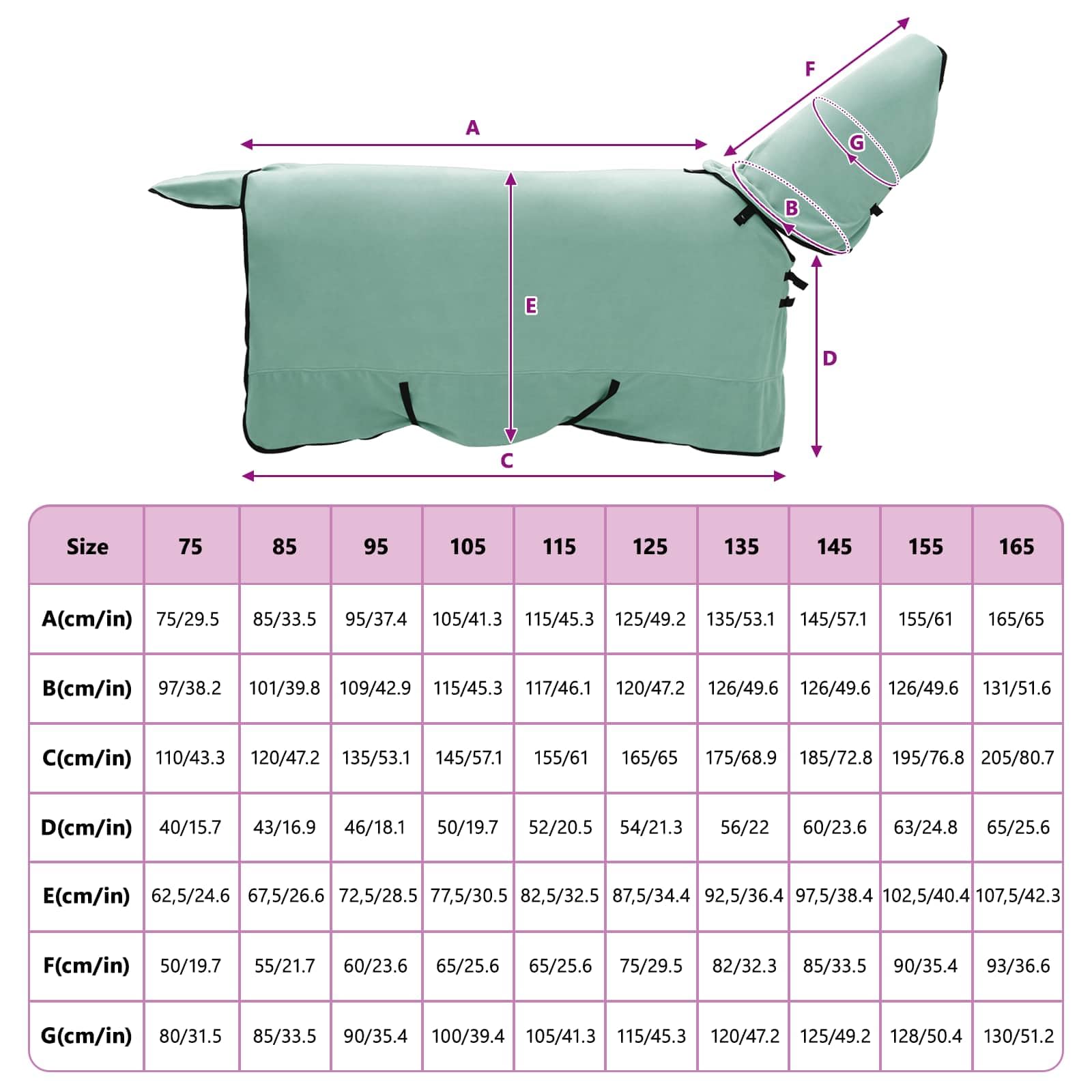 Manta para caballos verde especial, 155 cm, poliéster, lavable a máquina, cálida, cómoda, transpirable y ligera, para entrenamiento, establo y transporte