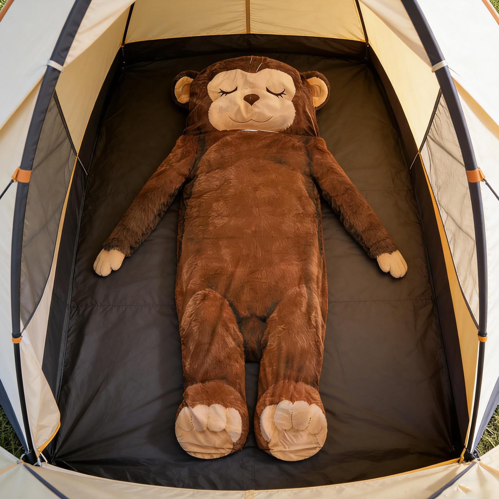 Schlafsack, Plüsch-Affe, niedliche Campingausrüstung, für den Innen- und Winter, warmer Schlafsack – für Männer und Frauen, drinnen und draußen, Rucksackreisen, Reisen, Wandern, Lesen, Fernsehen Sport & Freizeit