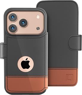 LUPA Legacy for iPhone 17 Pro Wallet Case, Ultra Slim & Protective, Shockproof, Credit Card Holder, Wireless Charging Compatible, Premium Vegan Leather, Folio Cover (6.3") Smoky Cedar (Grey & Brown)