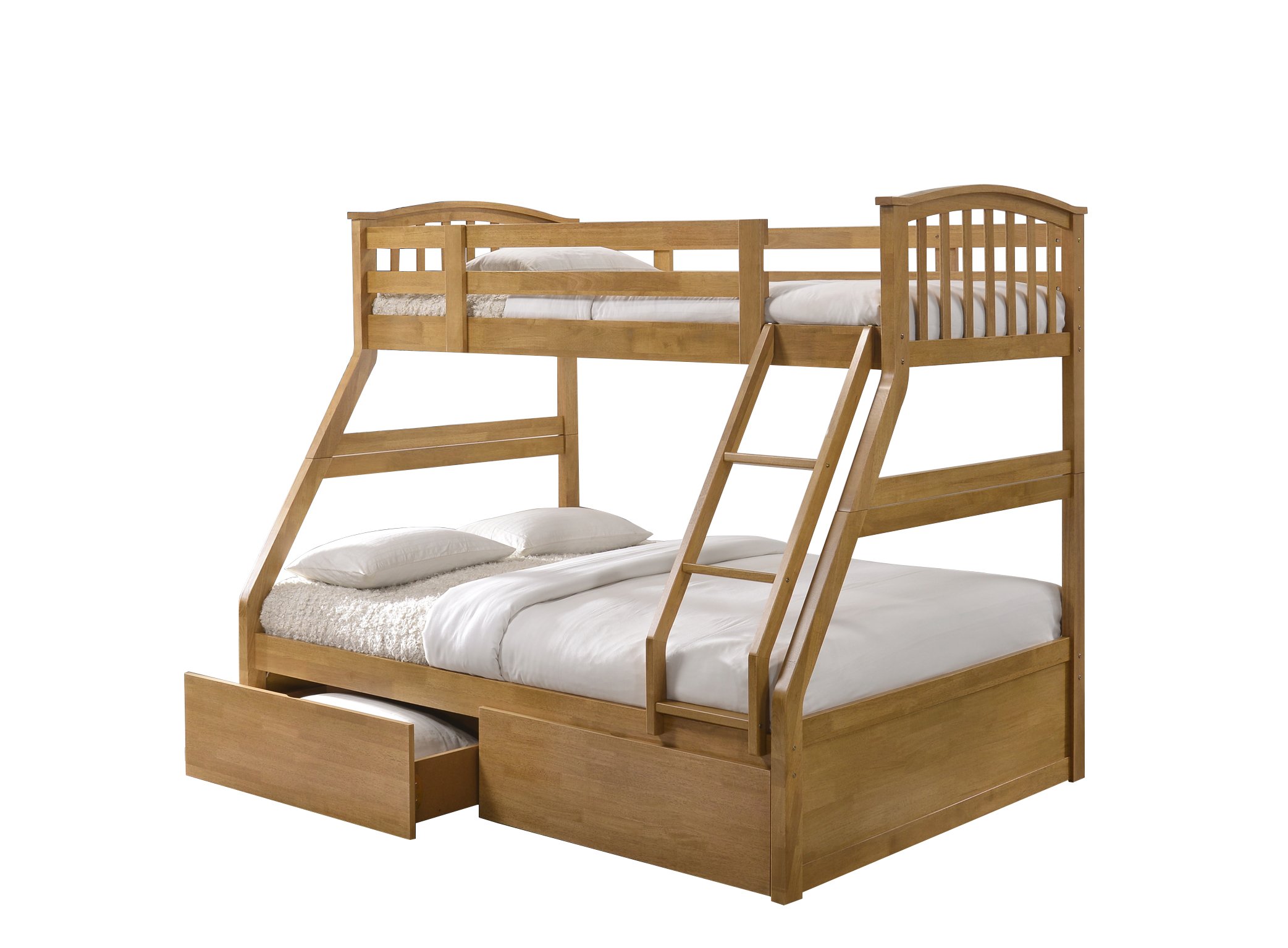 Oak Triple Sleeper Bunk Bed with Storage Drawers