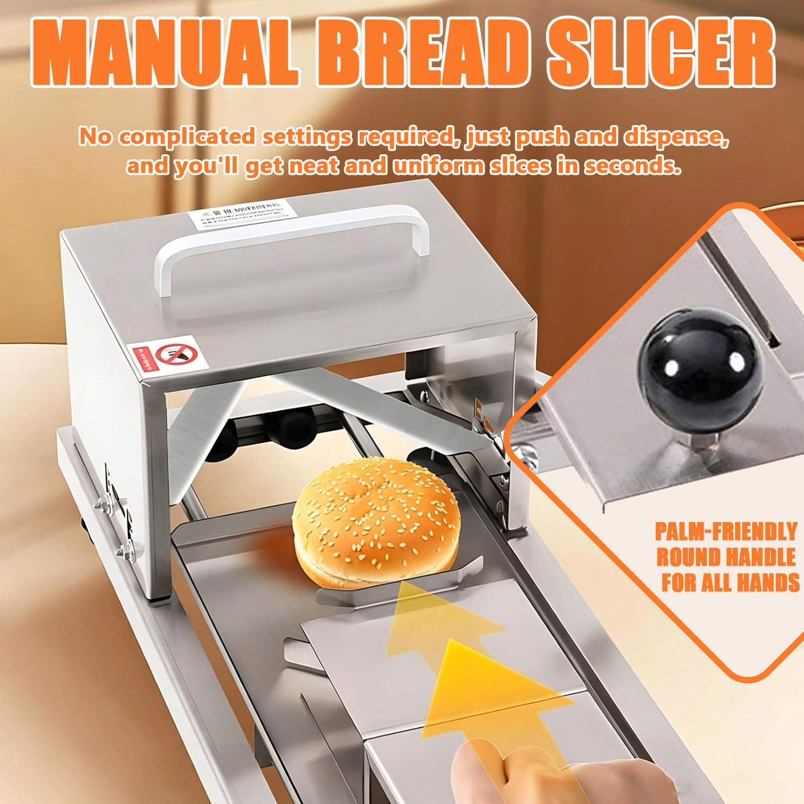 Affettatrice Professionale per Pane e Bagel, affettatrice Professionale per panini da Hamburger con 4 spessori Regolabili, affettatrice per panini da Hamburger per Catering