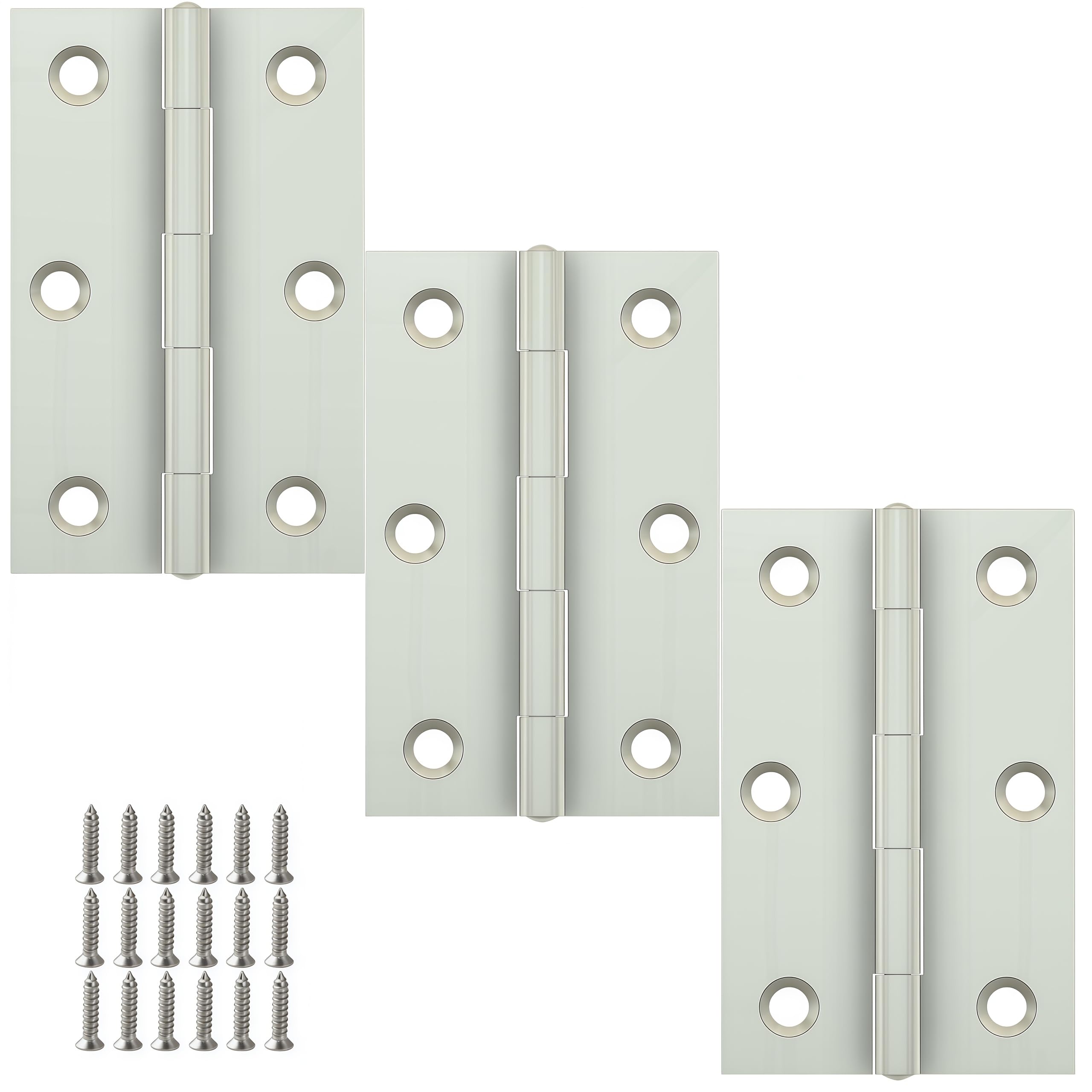 Vbnexyr Regular Hinge 3 Pack Of Stainless Steel Folding Hinges For Cabinets Casement Hinges And Door/Window Hardware With Screws 88 * 55 * 1.8Mm [Brushed Steel Core]