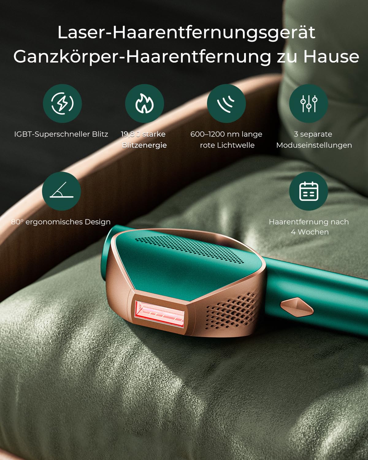 Blissky IPL Geräte Haarentfernung Laser mit IGBT Technologie, Max. 19,8 J, 15 Energiestufen, IPL Haarentfernungsgerät für Effiziente Haarentfernung, Damen/Herren, Gesich, Bikini, Körper, Beine