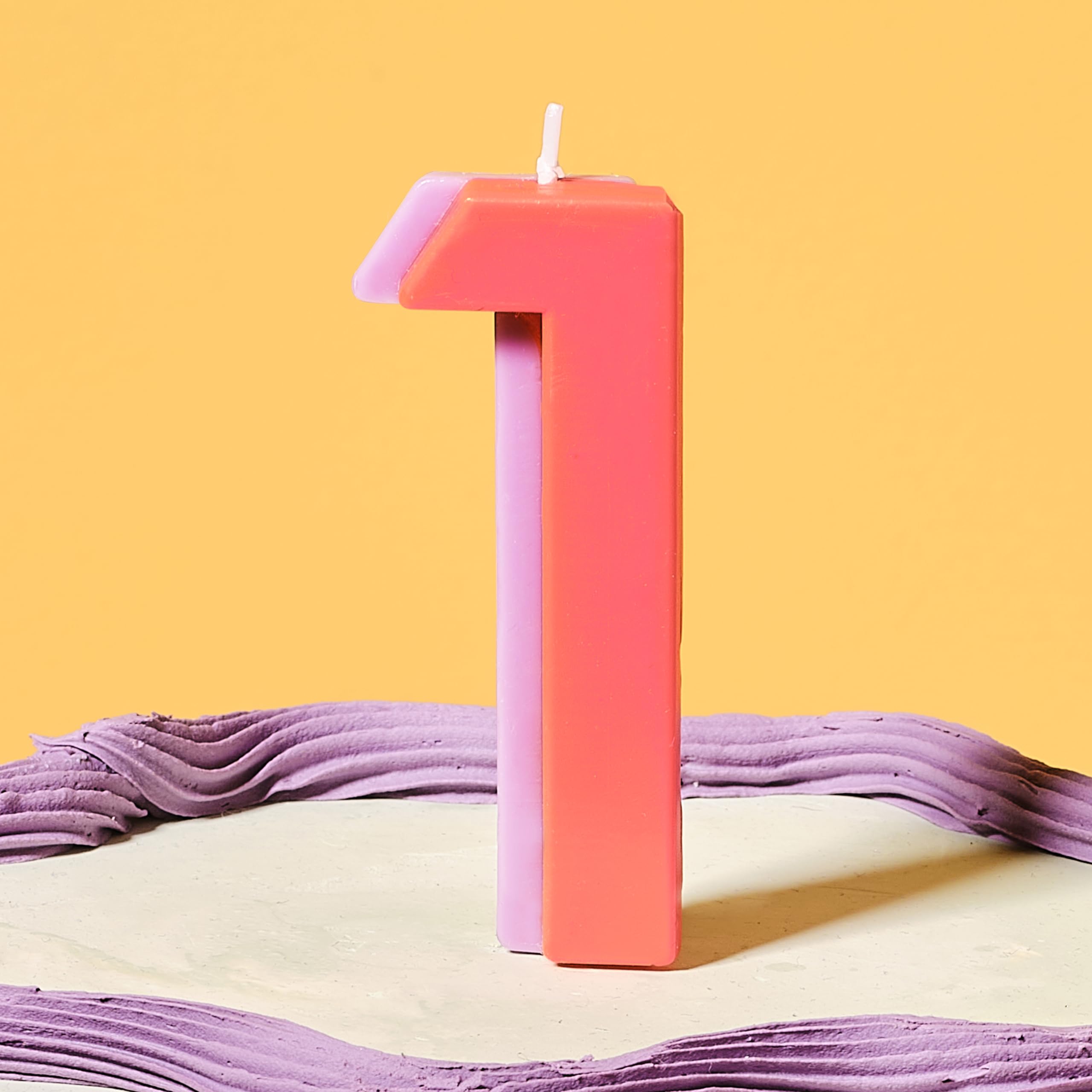 Number 1 Birthday Candle, Layered Colour Wax Candle for Cake, Birthday Candles for Cake Decoration, Orange and Purple Design, Numeric Birthday Candles