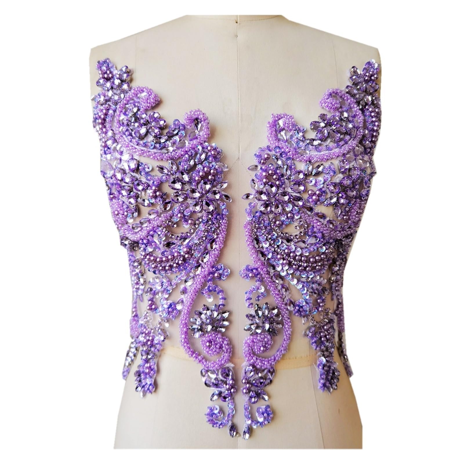 Koronkowe naszywki haftowane, Haft koralikowy koronkowa aplikacja Rhinestone cekiny wielokolorowy