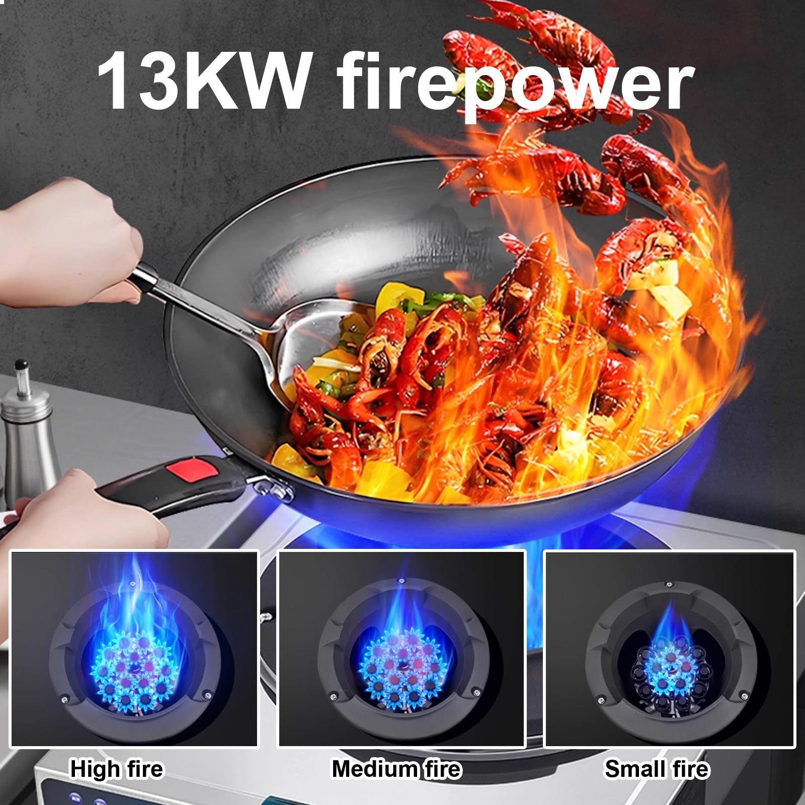 Fornello a Gas a Bassa Pressione, Fornello a Propano per Cucina Wok Commerciale in Acciaio Inox, Cucina da Campeggio a Gas, Escluso Regolatore e Tubo Flessibile Intrecciato