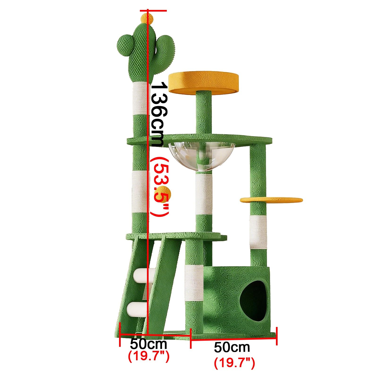 Tiragraffi a Forma di Cactus con Capsula Spaziale Tiragraffi per Gatti Include Colonna in Sisal Cuccia e Scaletta Robusta Base con Pallina Giocattolo Cuccia Spaziosa con Elevata Capacità di Carico