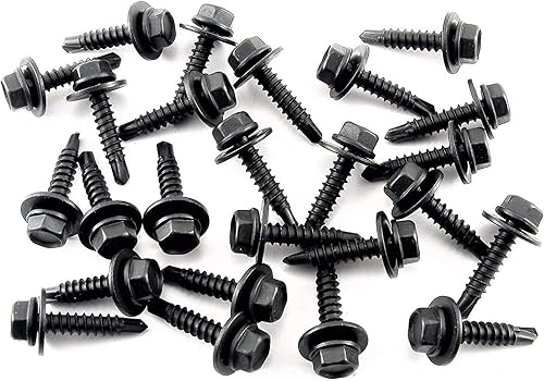 Black Self Tap Hex Head Trim Screws- M4.2mm x 20mm Long 7mm Hex- Fits GM- Qty.25- #1964