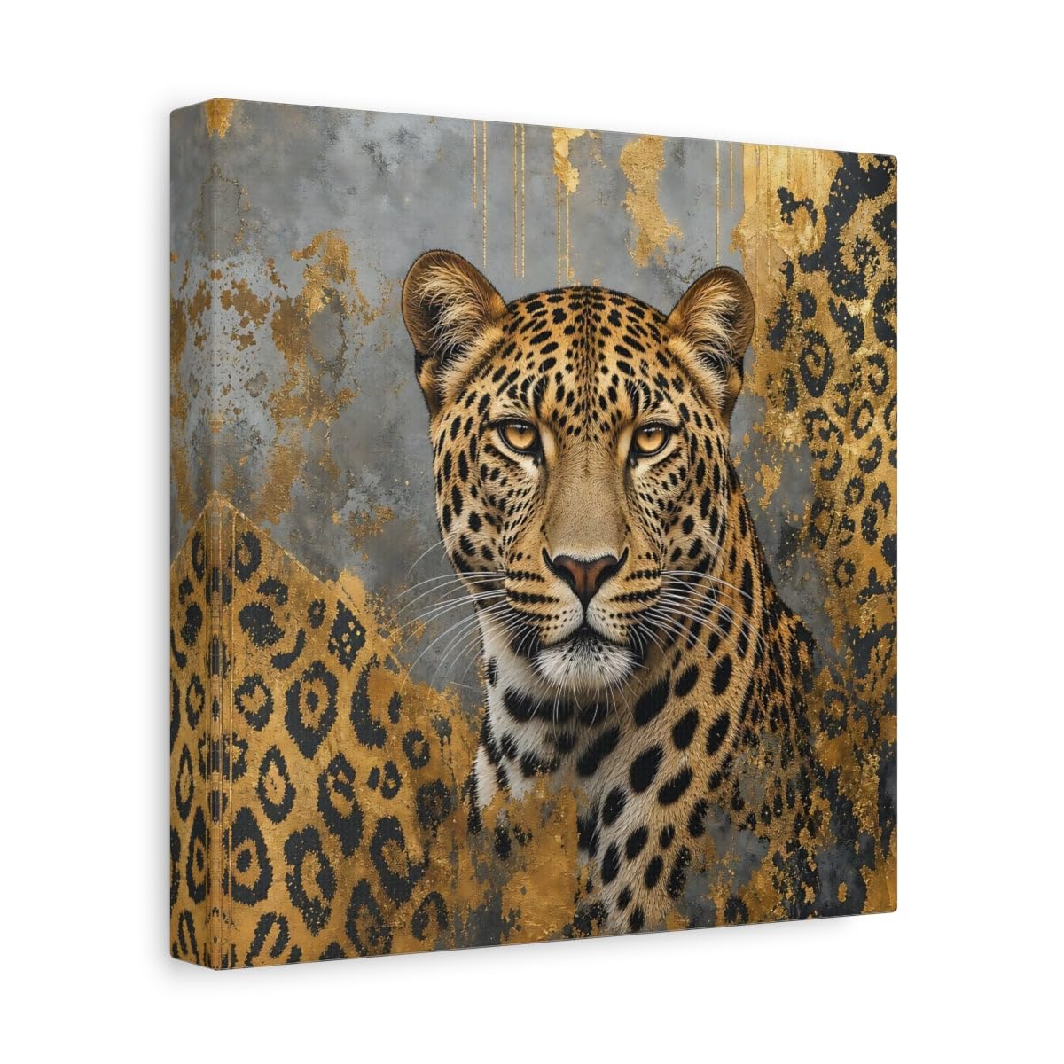 Impression sur toile léopard doré au châssis premium de 3 cm - 8