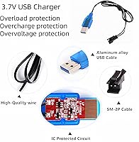 Vista 6 de Paquete de 2 baterías recargables de iones de litio de 3.7 V 600 mAh con cable de carga USB para doble cara giratoria volteando monstruo anfibio E35