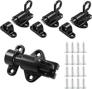 Kemcatui 4 Pcs Self Closing Gate Latch Spring Loaded Latch Lock, Black Automatic Gate Latch Small Window Latch, Heavy Duty Spring Latch Security Door Latch Lock for Cabinet and Drawer etc