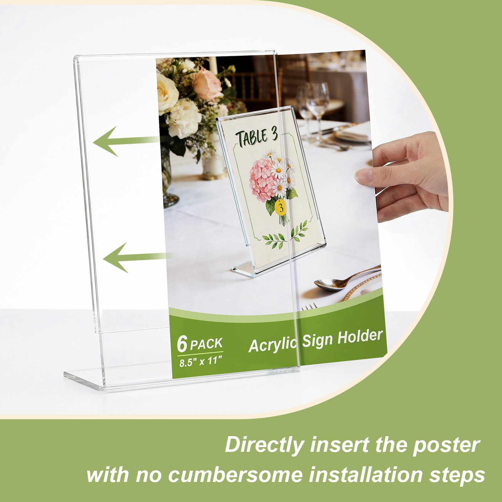 6 Pack Acrylic Sign Stand Holders 8 5 x 11 Clear Plastic L Shape Table Paper Display Stand — view 4