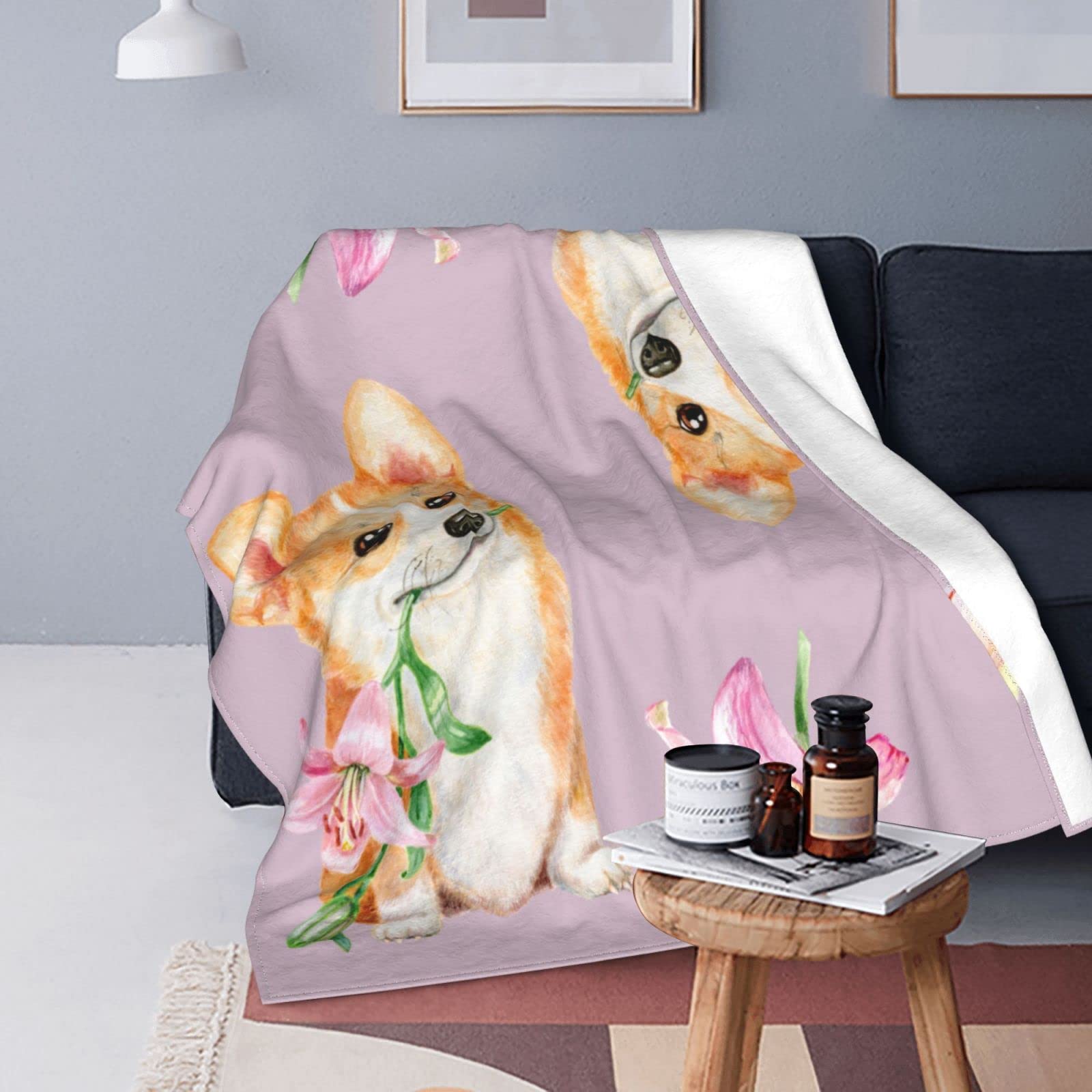 Adorabile coperta Corgi senza cuciture in flanella calda coperta ultra