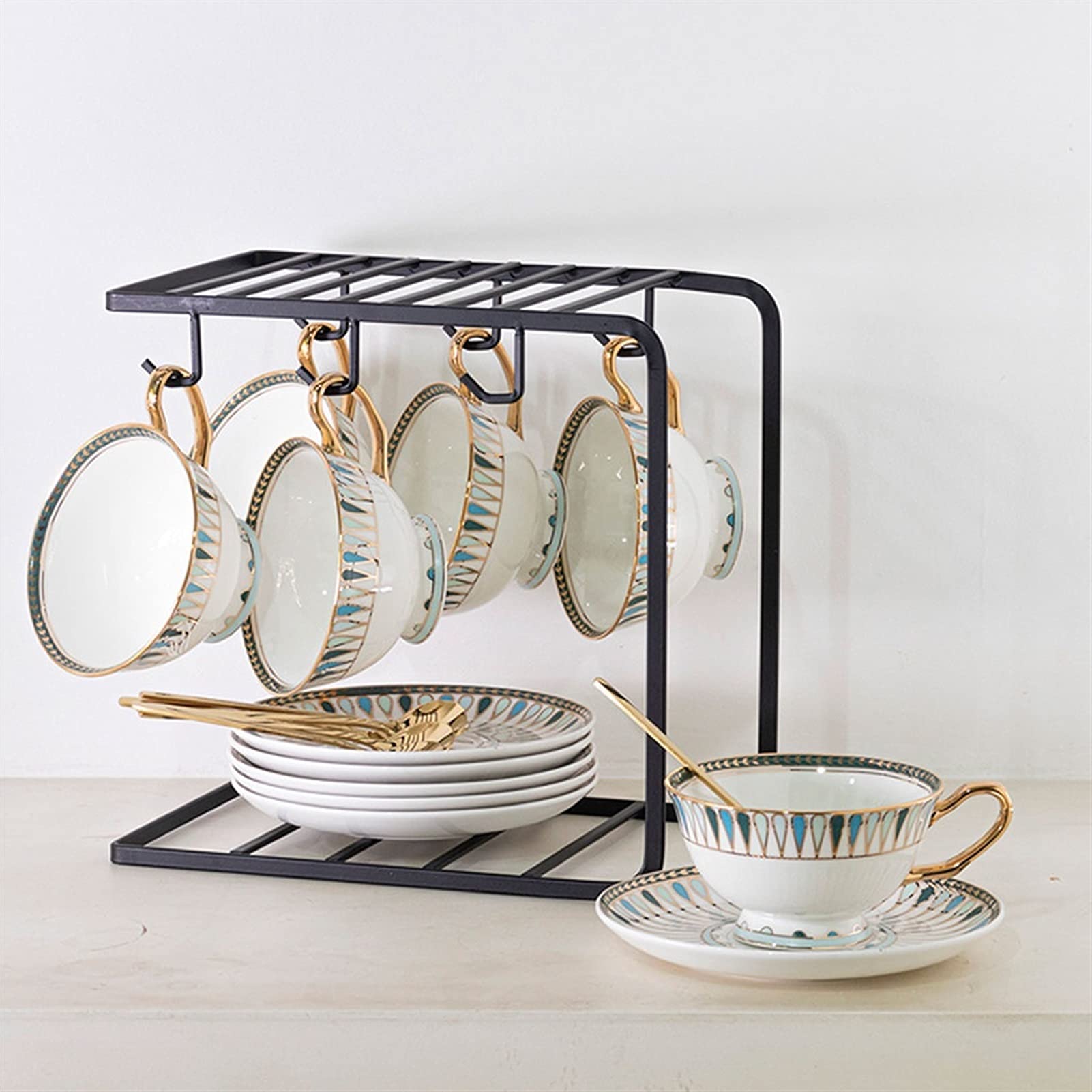 Kubek do kawy, filiżanka do herbaty kubek do kawy, filiżanki do espresso w stylu chińskim filiżanki do kawy i spodki porcelanowe filiżanki do cappuccino (B)