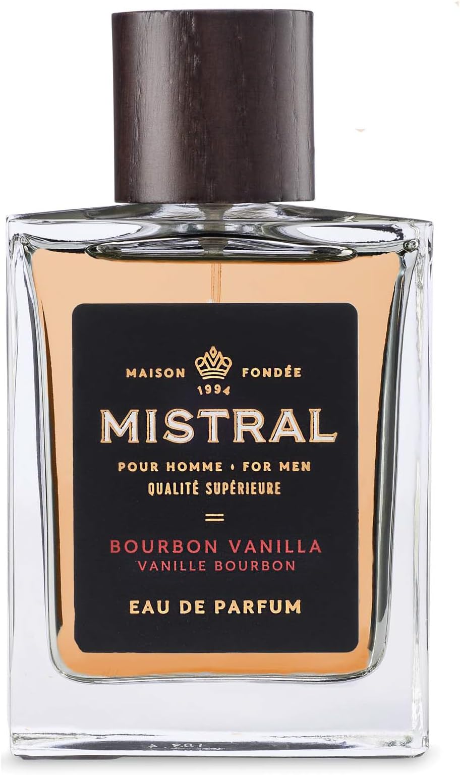 Mistral Men’s Cologne – Bourbon Vanilla Eau de Parfum | Warm & Sweet Masculine Scent with Vanilla, Patchouli & Sandalwood | Cruelty-Free & Long-Lasting Perfume for Men, Made in France - 3.4 Oz