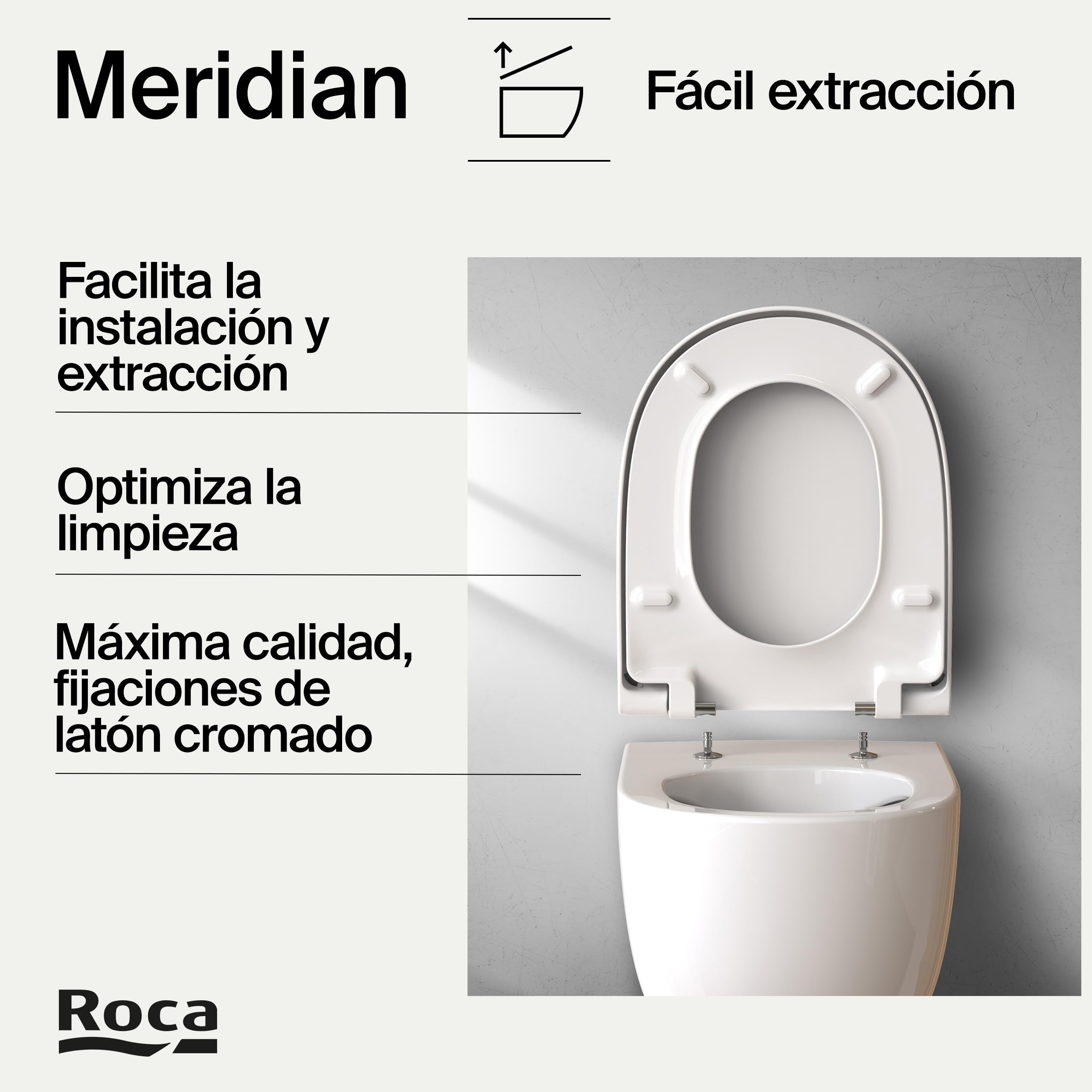 Roca Meridian - Tapa y asiento de Supralit para inodoro con caída amortiguada, tapadera de WC original con ajuste perfecto, recambio de tapa de váter resistente, blanco, A8012A200B