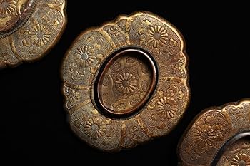 Amazon.co.jp: 時代建具菊の御紋引手古銅取手3個ふすま襖骨董建具金具