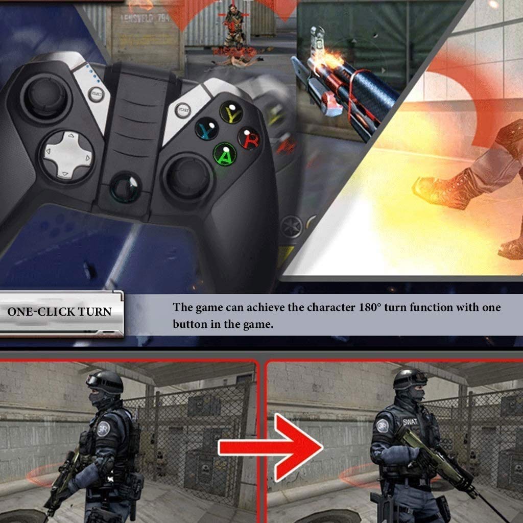 Kontrolery gamepada, bezprzewodowy kontroler do gier, joystick gamepad z podwójnym wibracją kontroler PC do PC/PS3/Android/iOS/TV Box, czarny